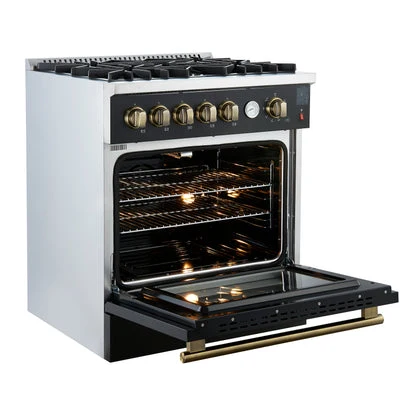 Forno Giovanni 30-inch Gas Range with Antique Brass Design, 5 Burners 67,000 BTU, 4.32 cu.ft. Convection Oven - Image 4