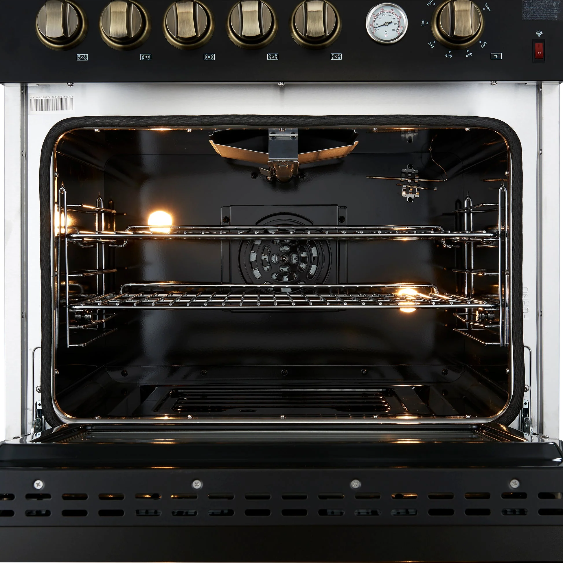 Forno Giovanni 30-inch Gas Range with Antique Brass Design, 5 Burners 67,000 BTU, 4.32 cu.ft. Convection Oven - Image 6