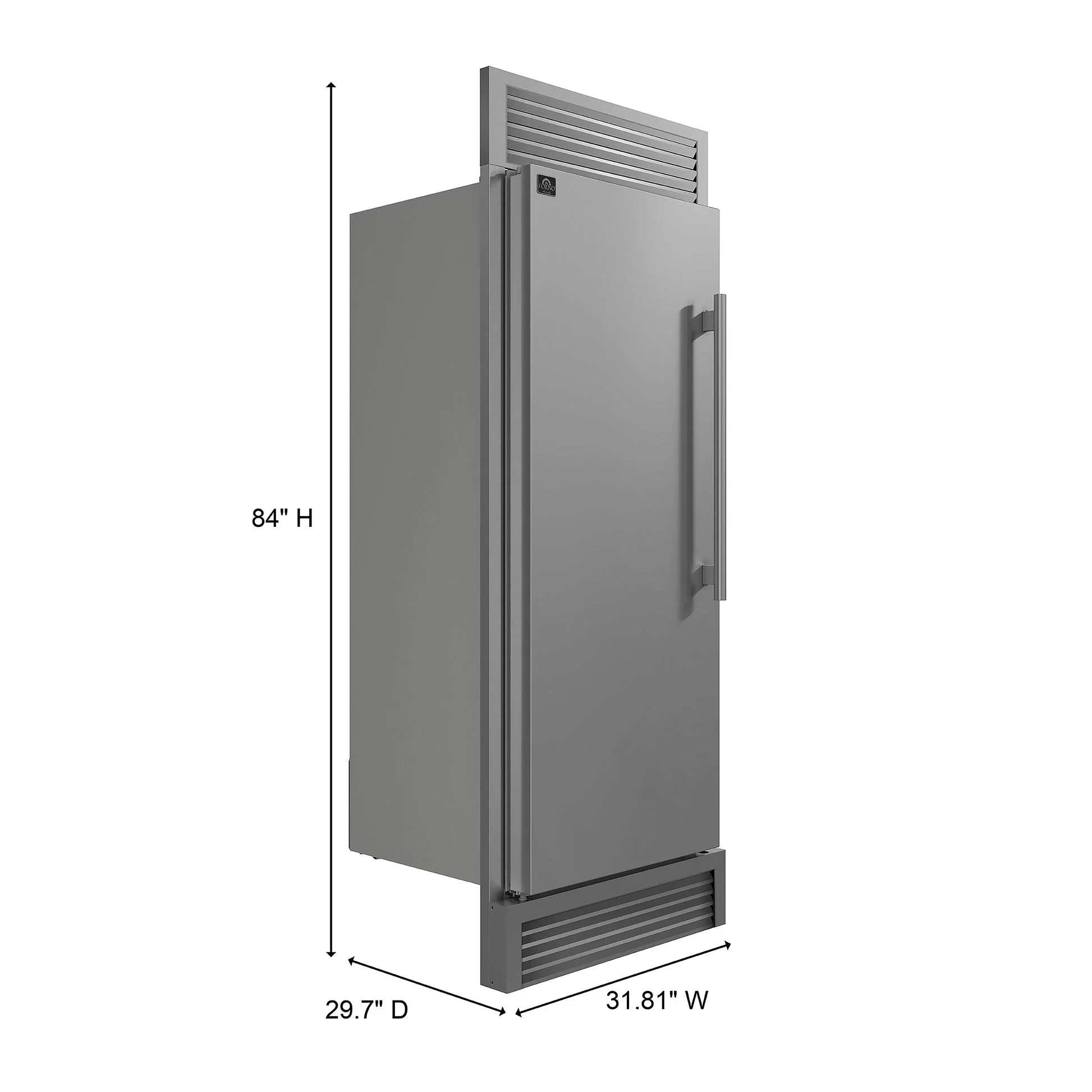 Forno Maderno 28" Built-In Convertible Refrigerator in  Stainless Steel, 13.6 cu.ft. Left Swing with Decorative Grill - Image 7