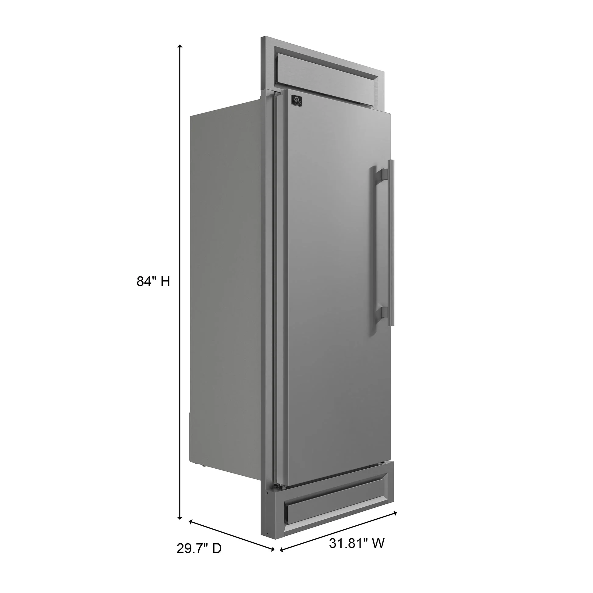 Forno Maderno 28-Inch Built-In Convertible Refrigerator, 13.6 cu.ft, Left Swing, Decorative Grill - Image 2