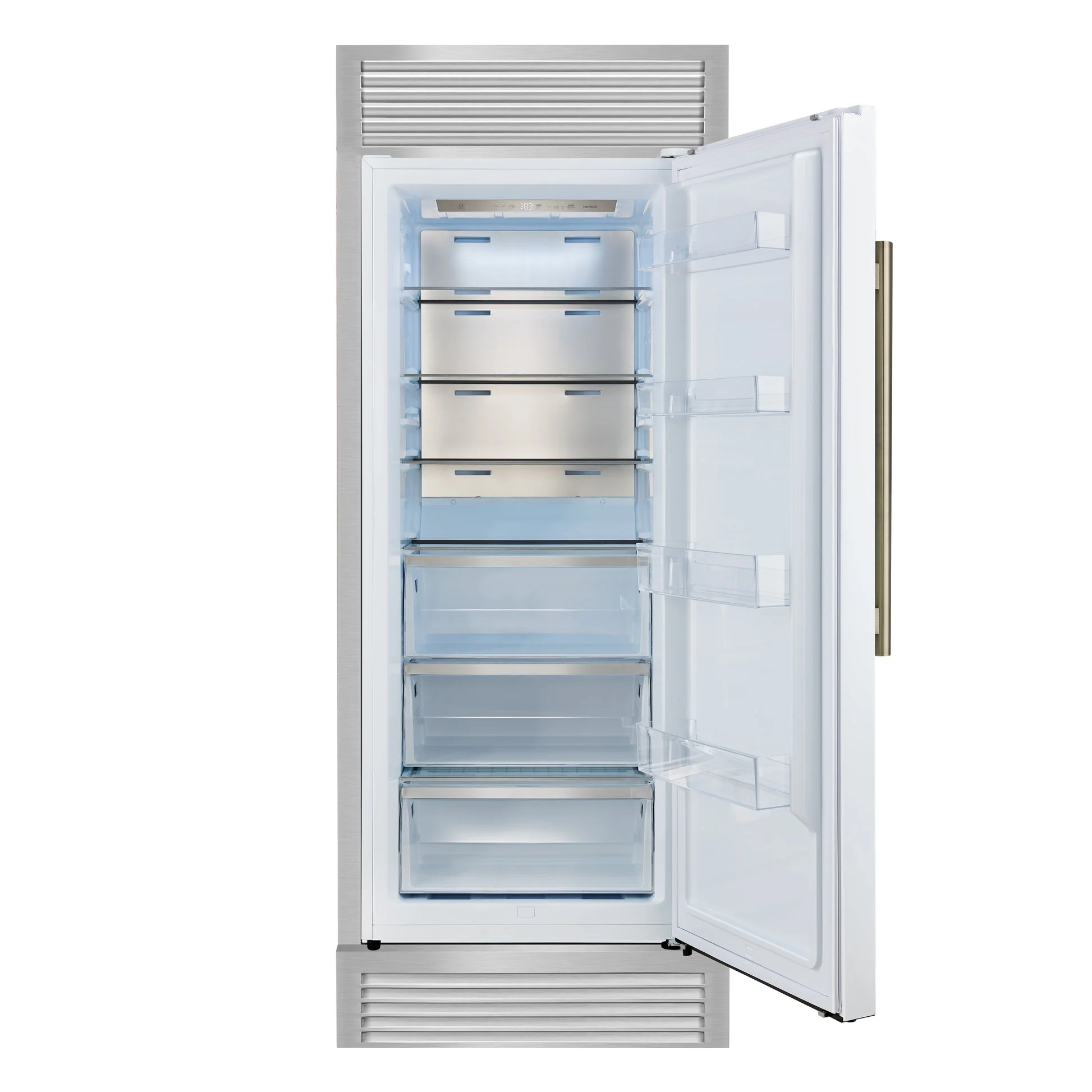 Forno Maderno 28" Built-In Convertible Refrigerator – 13.6 cu.ft, Antique Brass Handle & Decorative Trim - Image 15