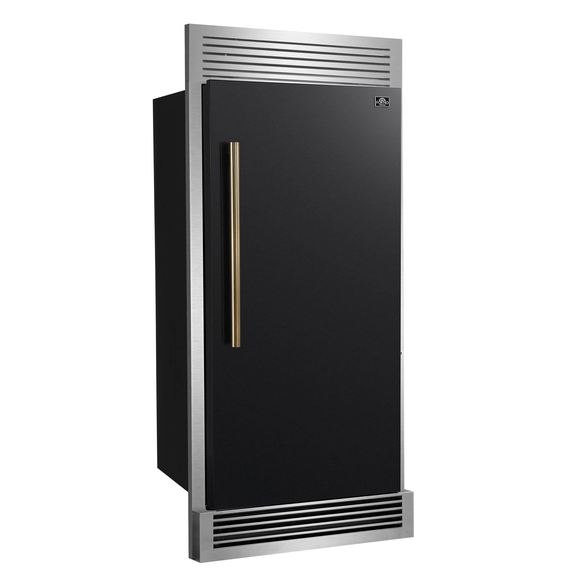 Forno Maderno 28" Built-In Convertible Refrigerator – 13.6 cu.ft, Antique Brass Handle & Decorative Trim - Image 19