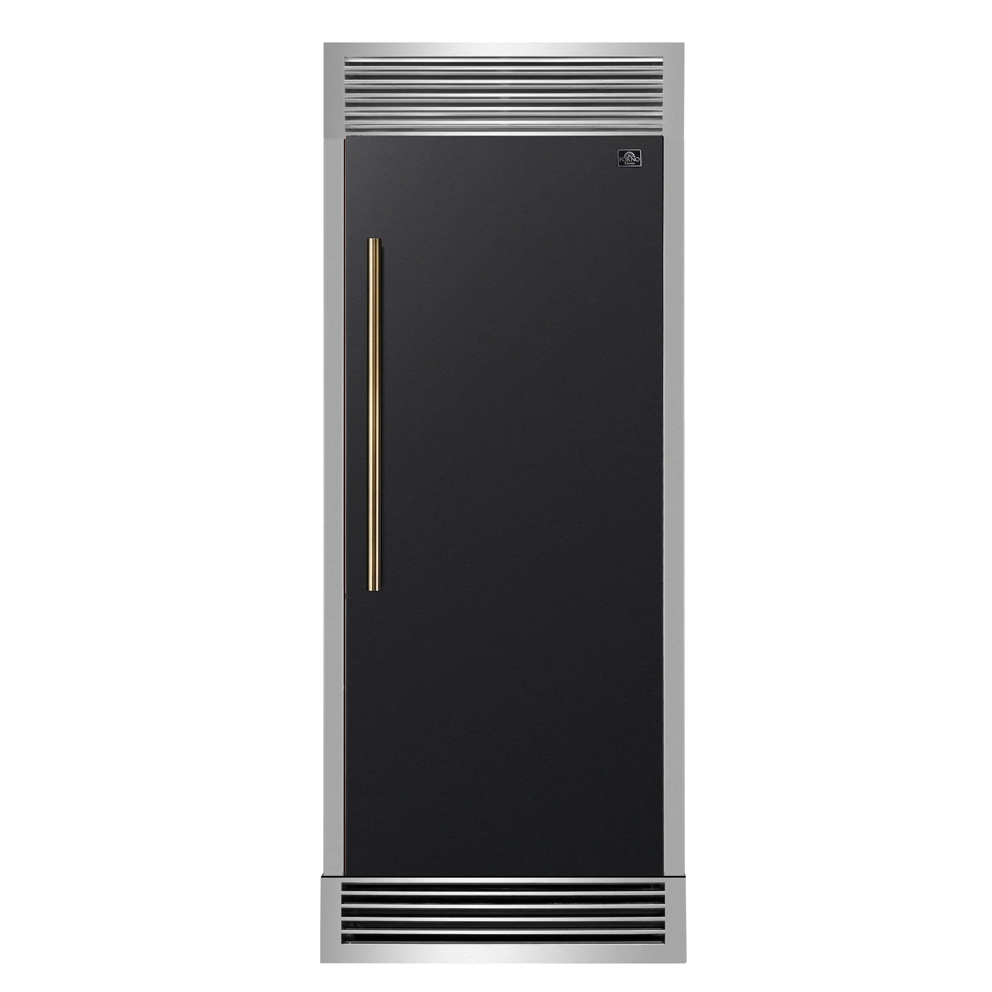 Forno Maderno 28" Built-In Convertible Refrigerator – 13.6 cu.ft, Antique Brass Handle & Decorative Trim - Image 2