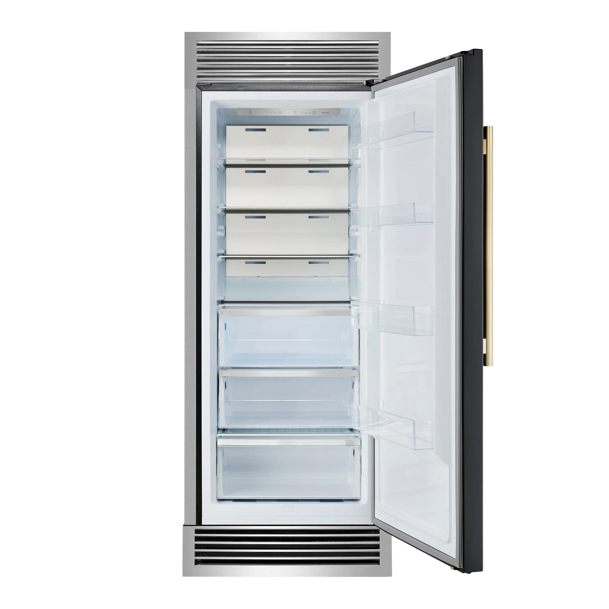 Forno Maderno 28" Built-In Convertible Refrigerator – 13.6 cu.ft, Antique Brass Handle & Decorative Trim - Image 21