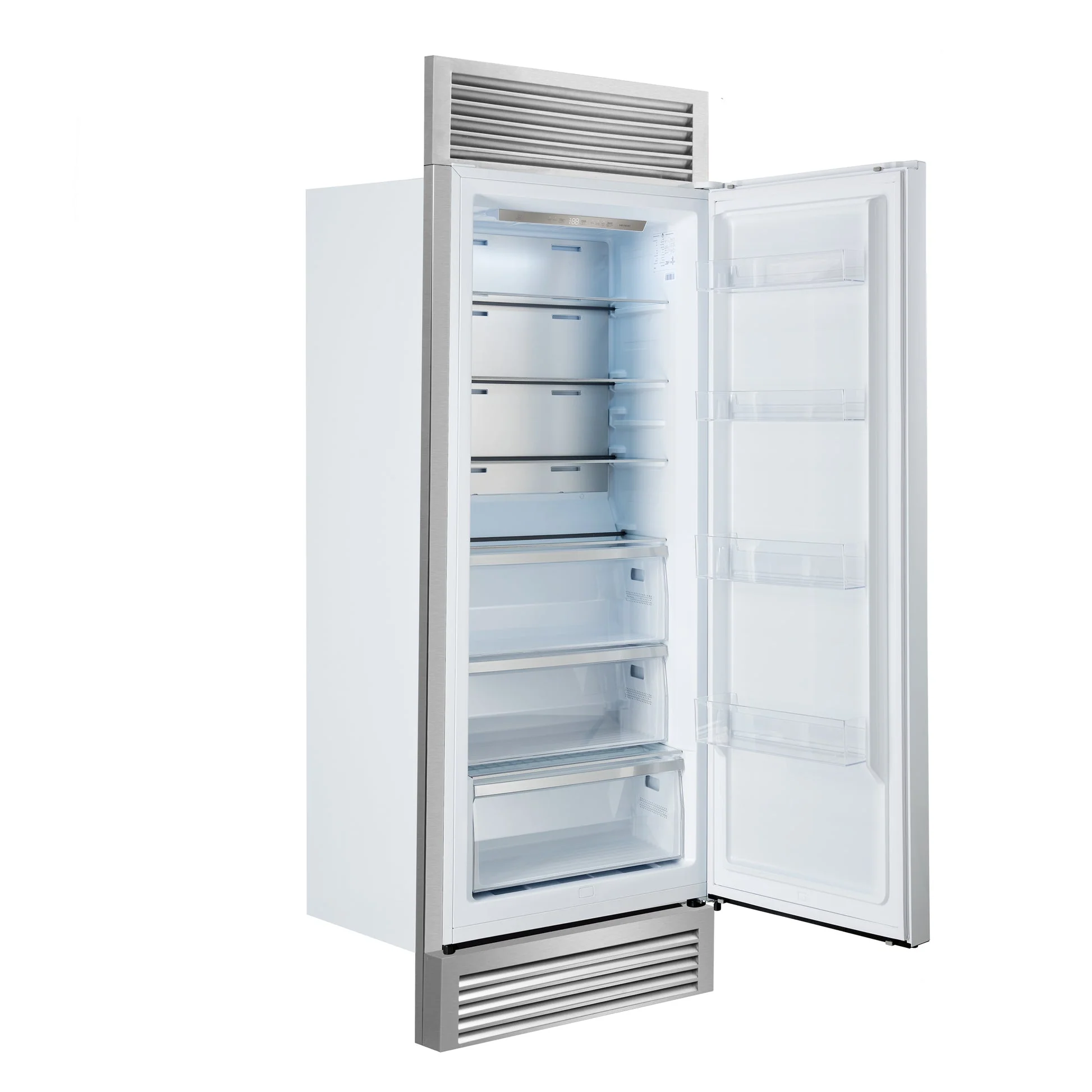 Forno Maderno 28" Built-In Convertible Refrigerator – 13.6 cu.ft, Antique Brass Handle & Decorative Trim - Image 8