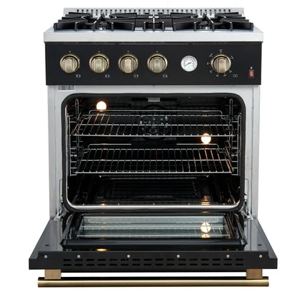 Forno Marco Gas Range with Antique Brass Design, Convection Oven - Image 2