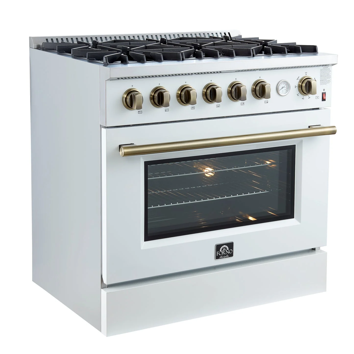 Forno Marco Gas Range with Antique Brass Design, Convection Oven - Image 48