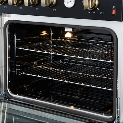 Forno Marco Gas Range with Antique Brass Design, Convection Oven - Image 9