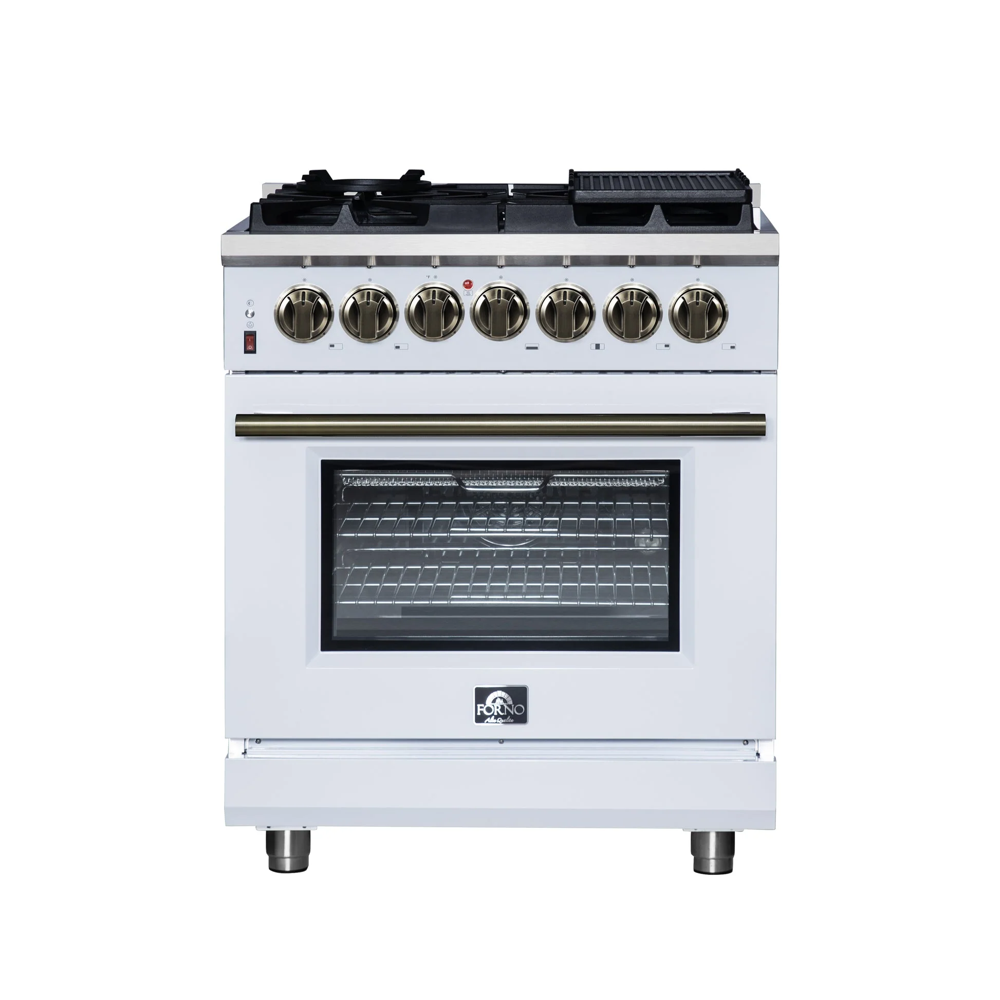 Forno Massimo Freestanding Dual Fuel Range with Antique Brass Accessories, Convection Oven - Image 2