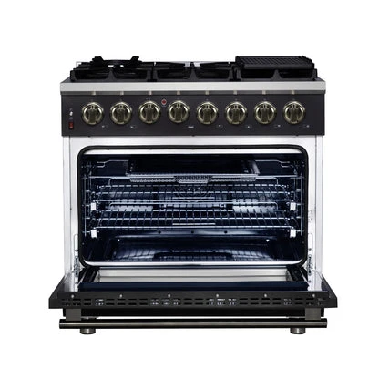 Forno Massimo Freestanding Dual Fuel Range with Antique Brass Accessories, Convection Oven - Image 21