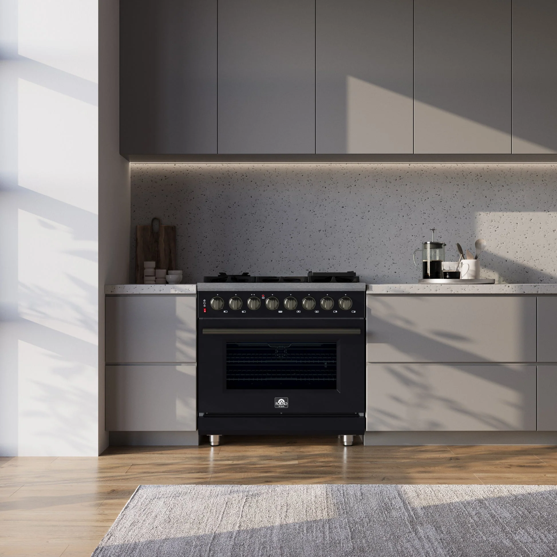 Forno Massimo Freestanding Dual Fuel Range with Antique Brass Accessories, Convection Oven - Image 23