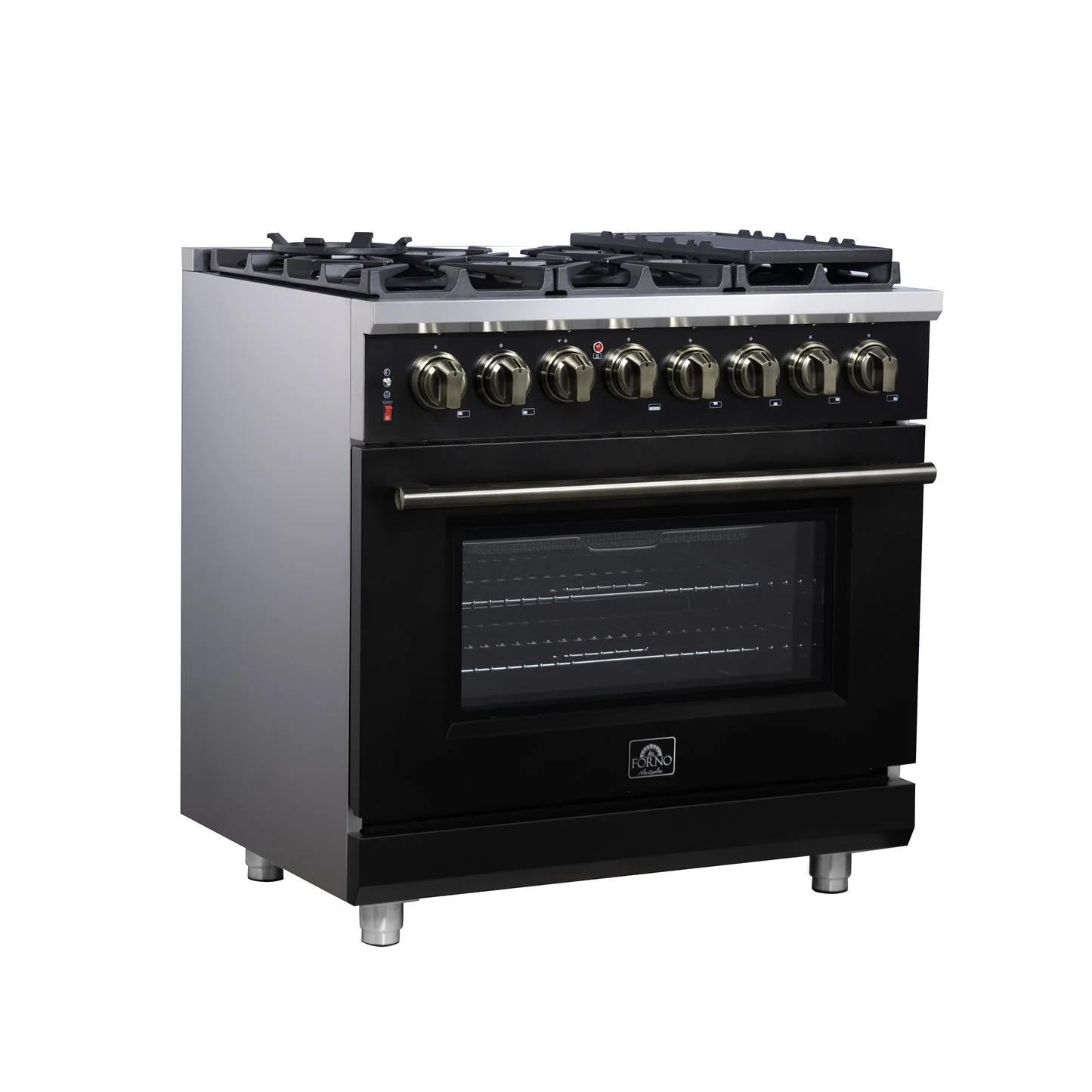 Forno Massimo Freestanding Dual Fuel Range with Antique Brass Accessories, Convection Oven - Image 24