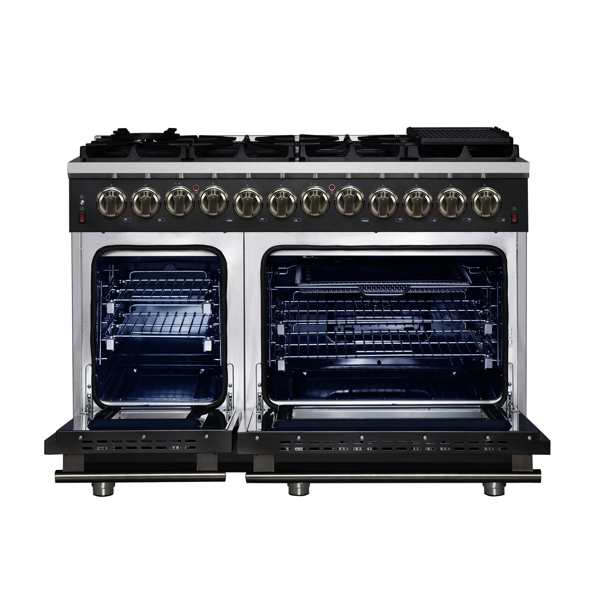 Forno Massimo Freestanding Dual Fuel Range with Antique Brass Accessories, Convection Oven - Image 28