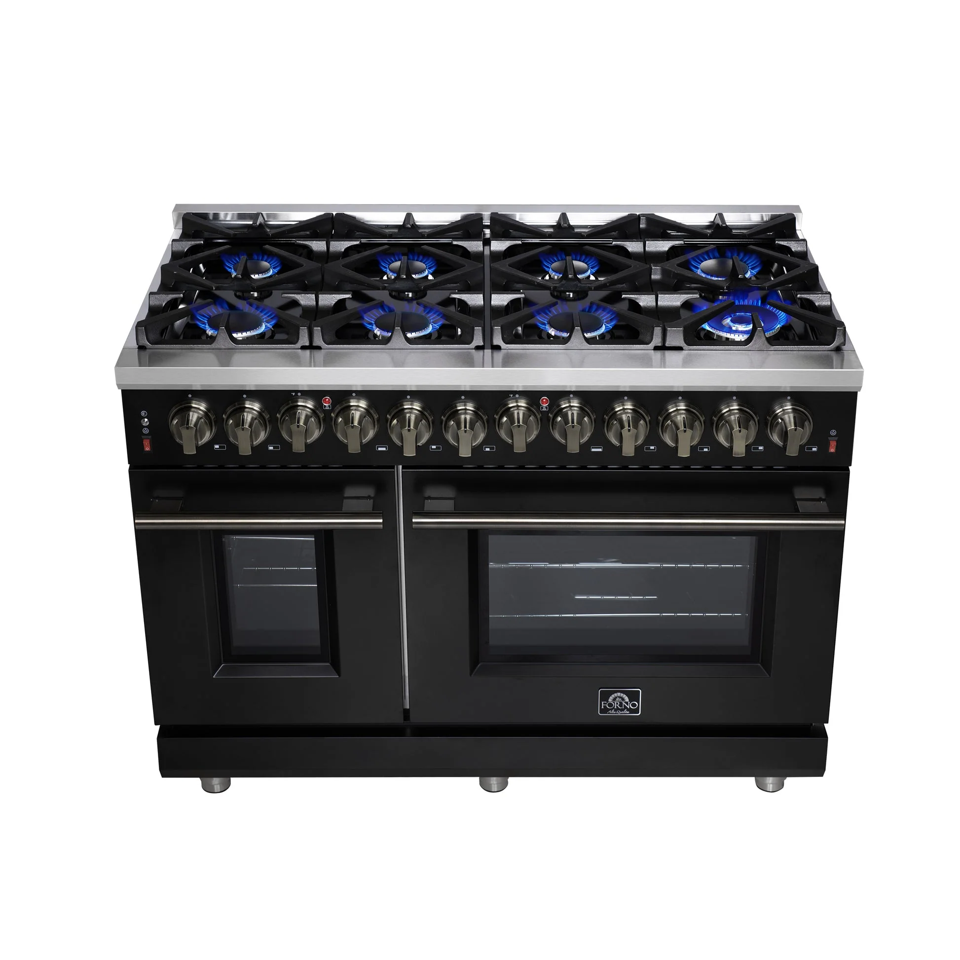 Forno Massimo Freestanding Dual Fuel Range with Antique Brass Accessories, Convection Oven - Image 39