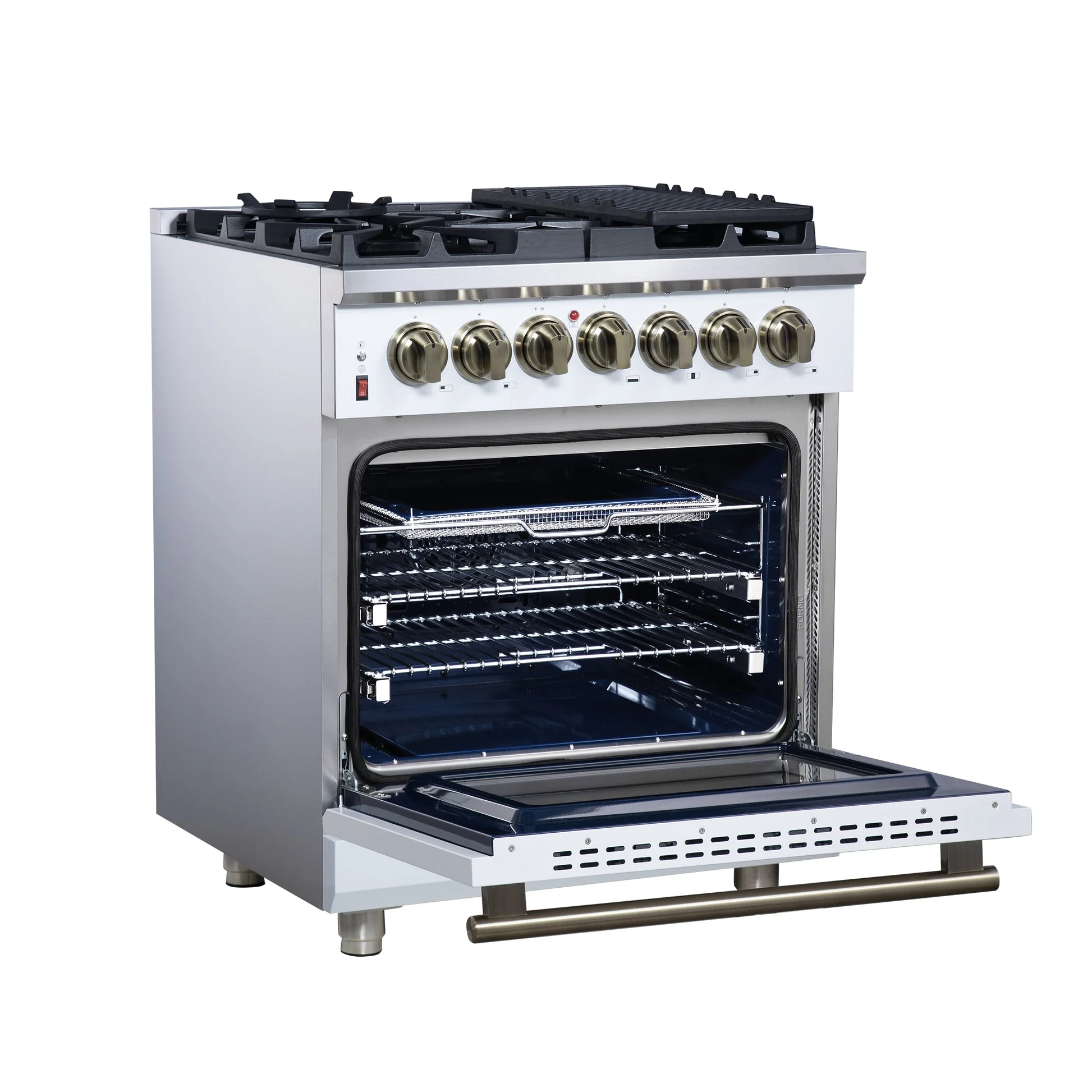 Forno Massimo Freestanding Dual Fuel Range with Antique Brass Accessories, Convection Oven - Image 42