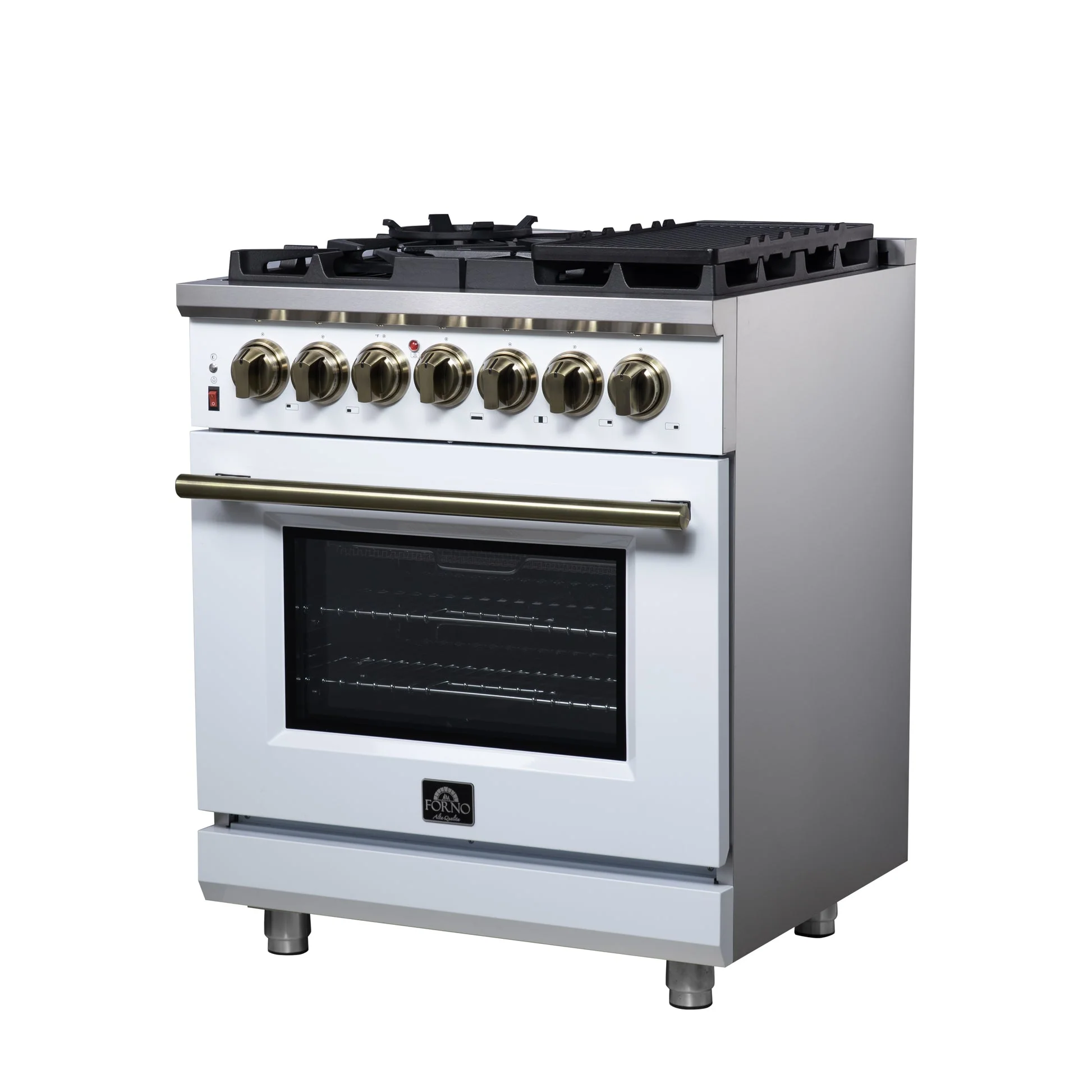 Forno Massimo Freestanding Dual Fuel Range with Antique Brass Accessories, Convection Oven - Image 43