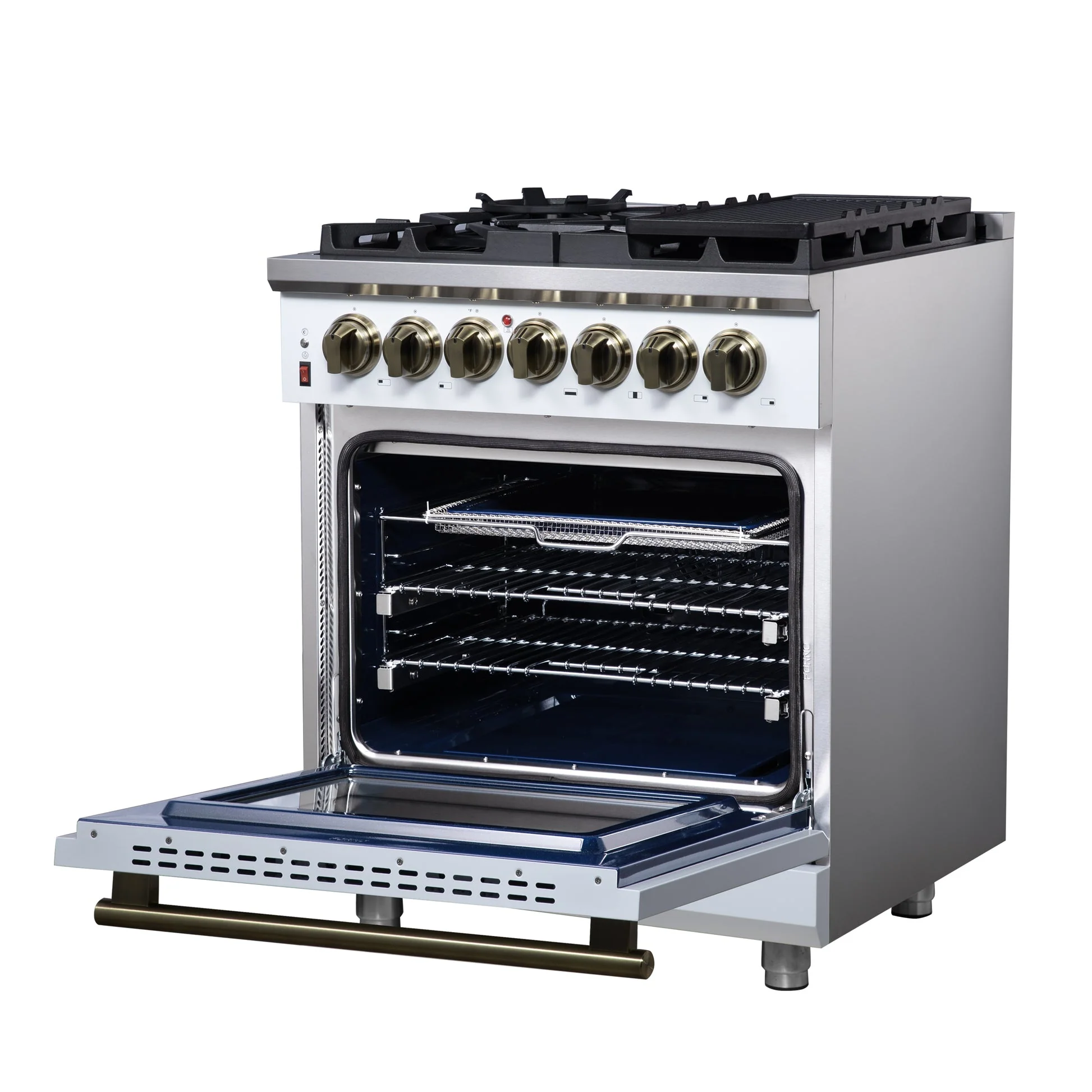 Forno Massimo Freestanding Dual Fuel Range with Antique Brass Accessories, Convection Oven - Image 44