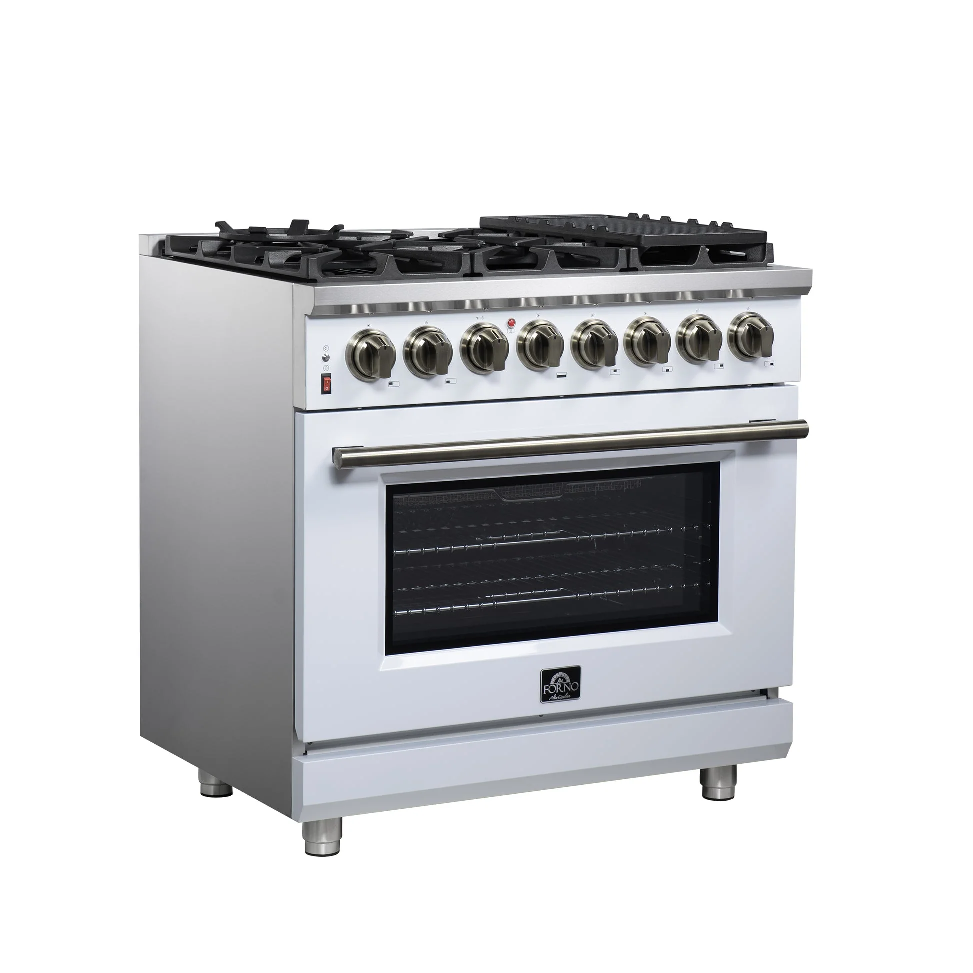 Forno Massimo Freestanding Dual Fuel Range with Antique Brass Accessories, Convection Oven - Image 49