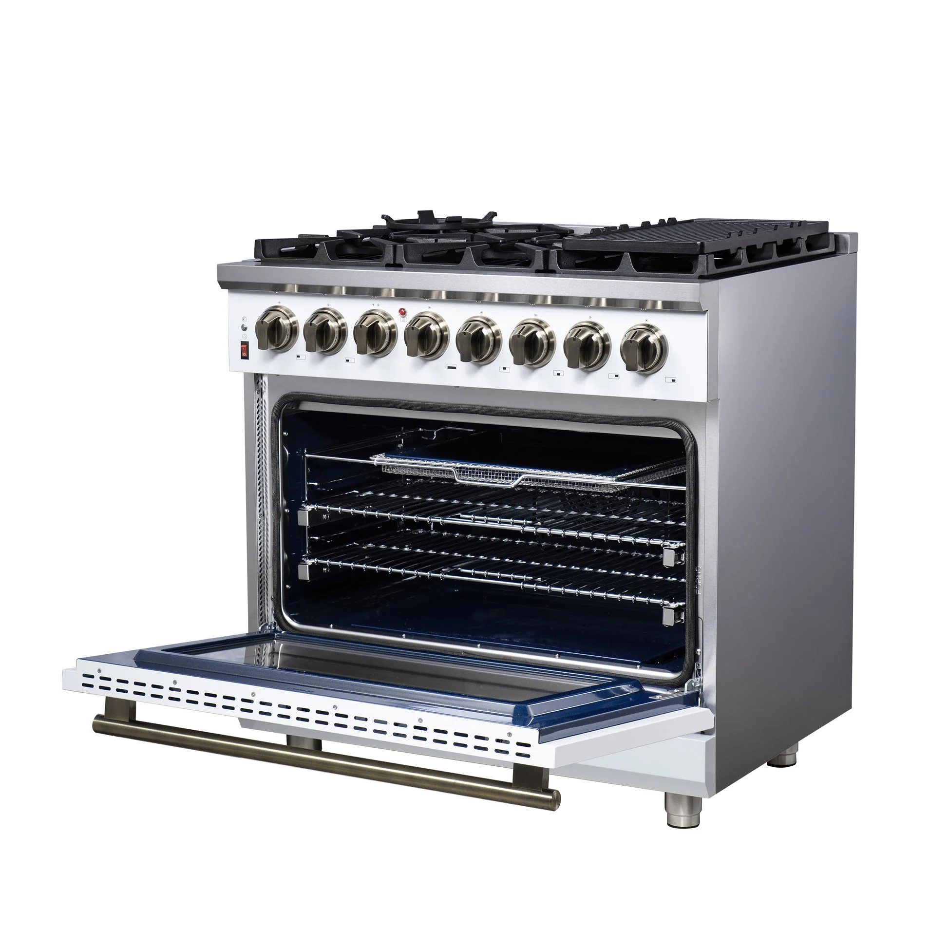 Forno Massimo Freestanding Dual Fuel Range with Antique Brass Accessories, Convection Oven - Image 52