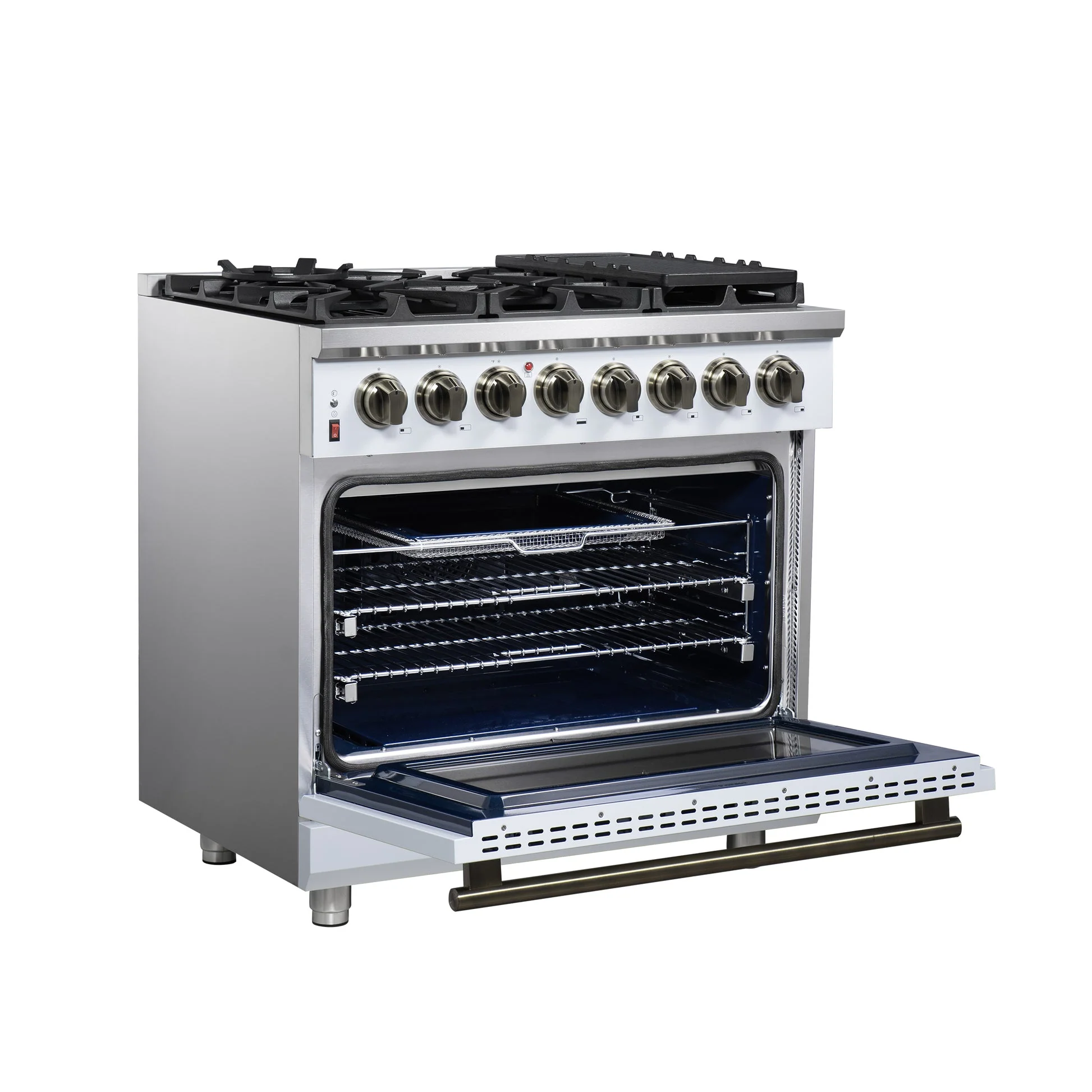Forno Massimo Freestanding Dual Fuel Range with Antique Brass Accessories, Convection Oven - Image 53