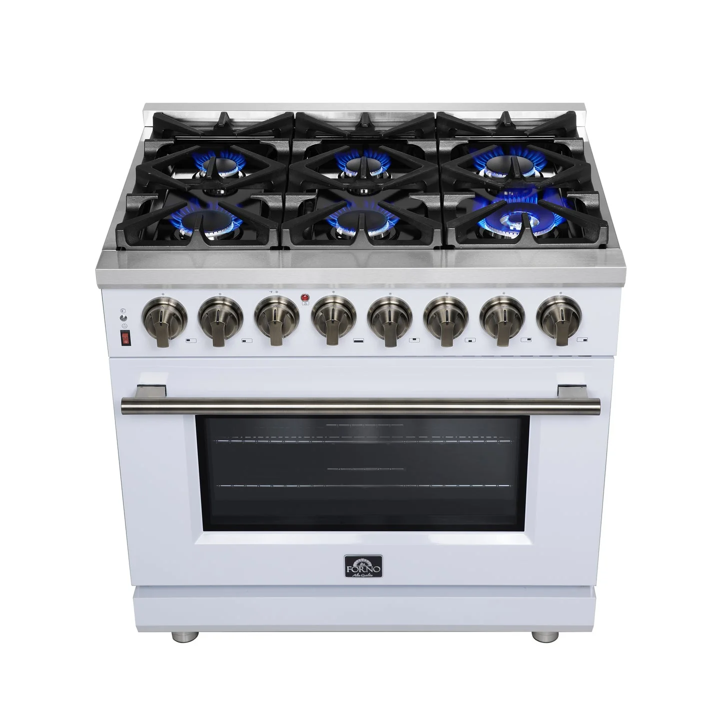 Forno Massimo Freestanding Dual Fuel Range with Antique Brass Accessories, Convection Oven - Image 54