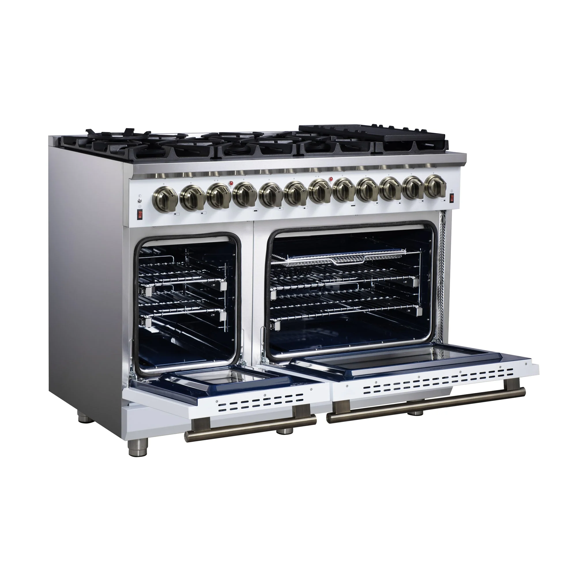 Forno Massimo Freestanding Dual Fuel Range with Antique Brass Accessories, Convection Oven - Image 59