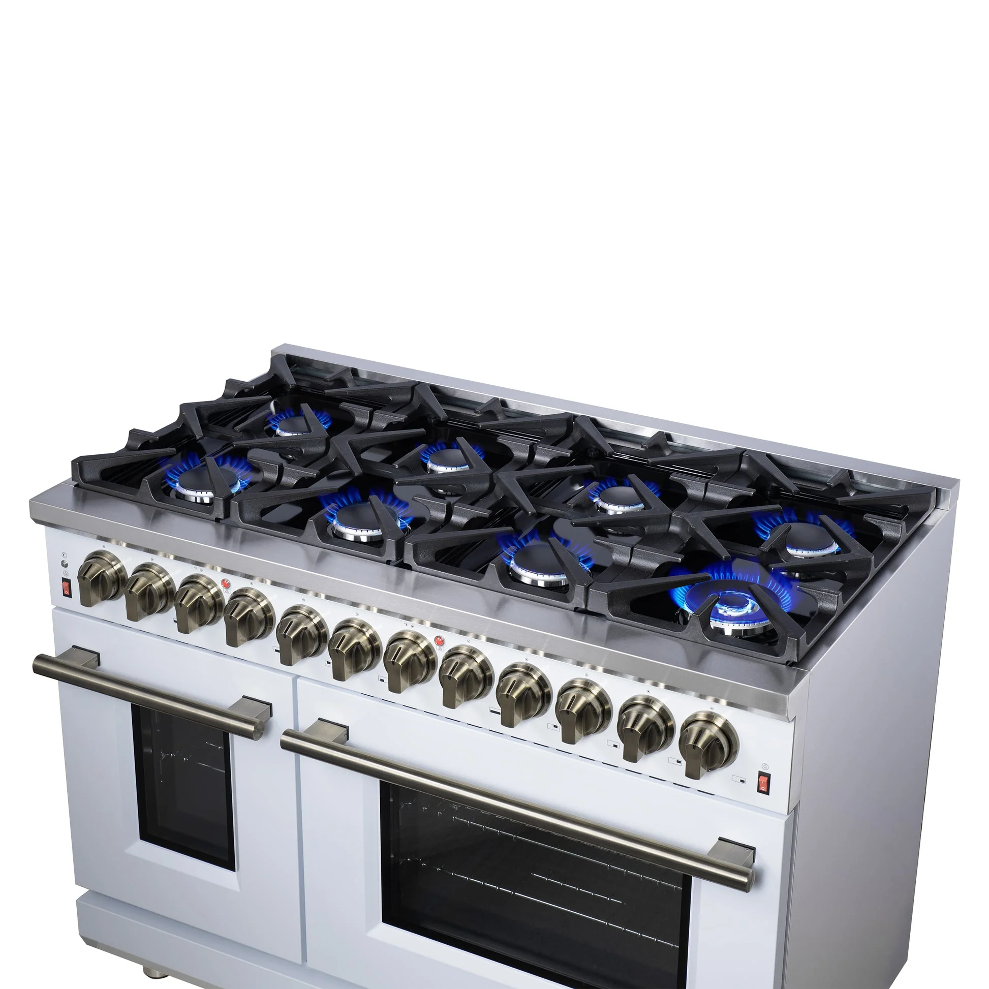 Forno Massimo Freestanding Dual Fuel Range with Antique Brass Accessories, Convection Oven - Image 63