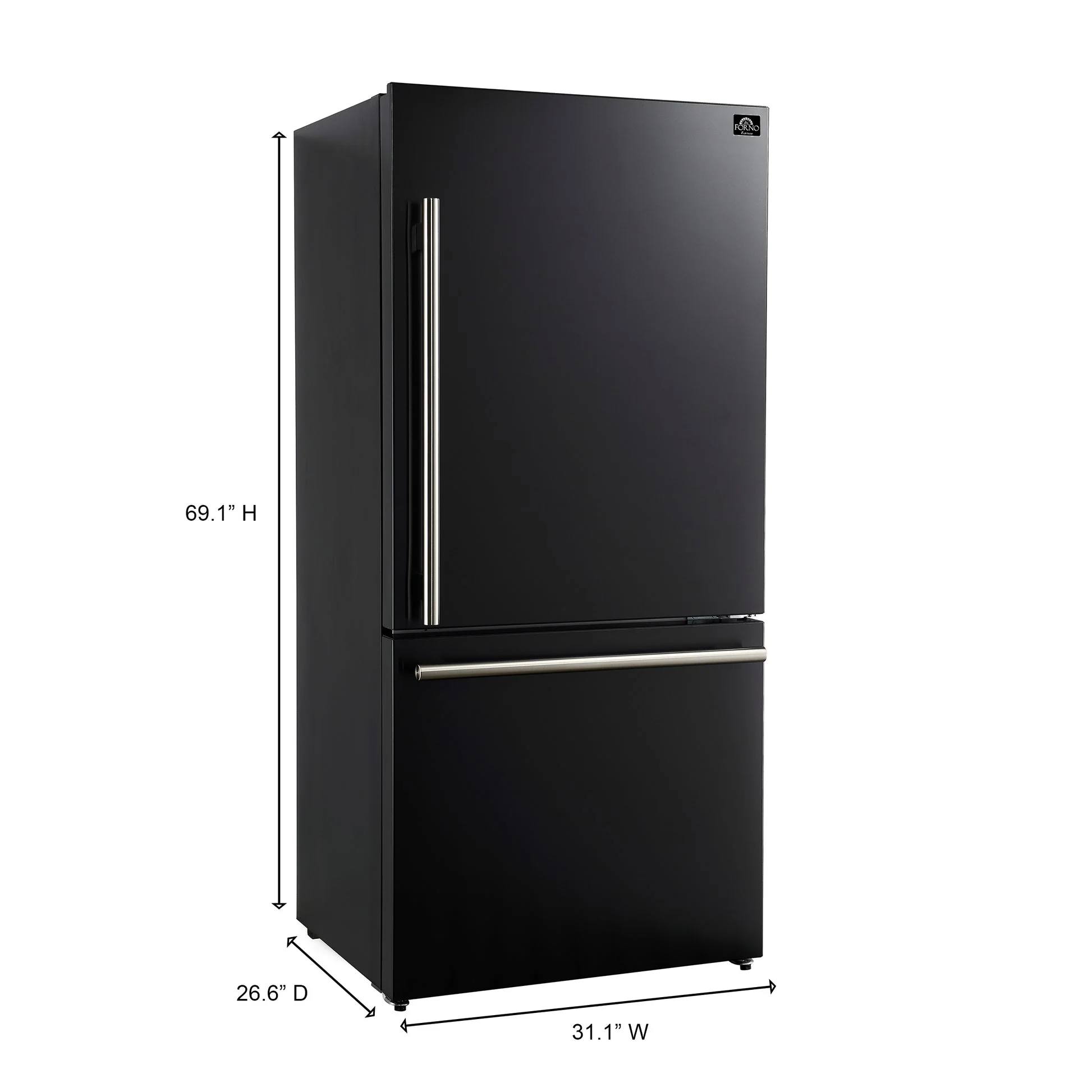 Forno Milano Espresso 31-Inch Bottom Freezer Refrigerator, 17.2 cu.ft Capacity - Image 4