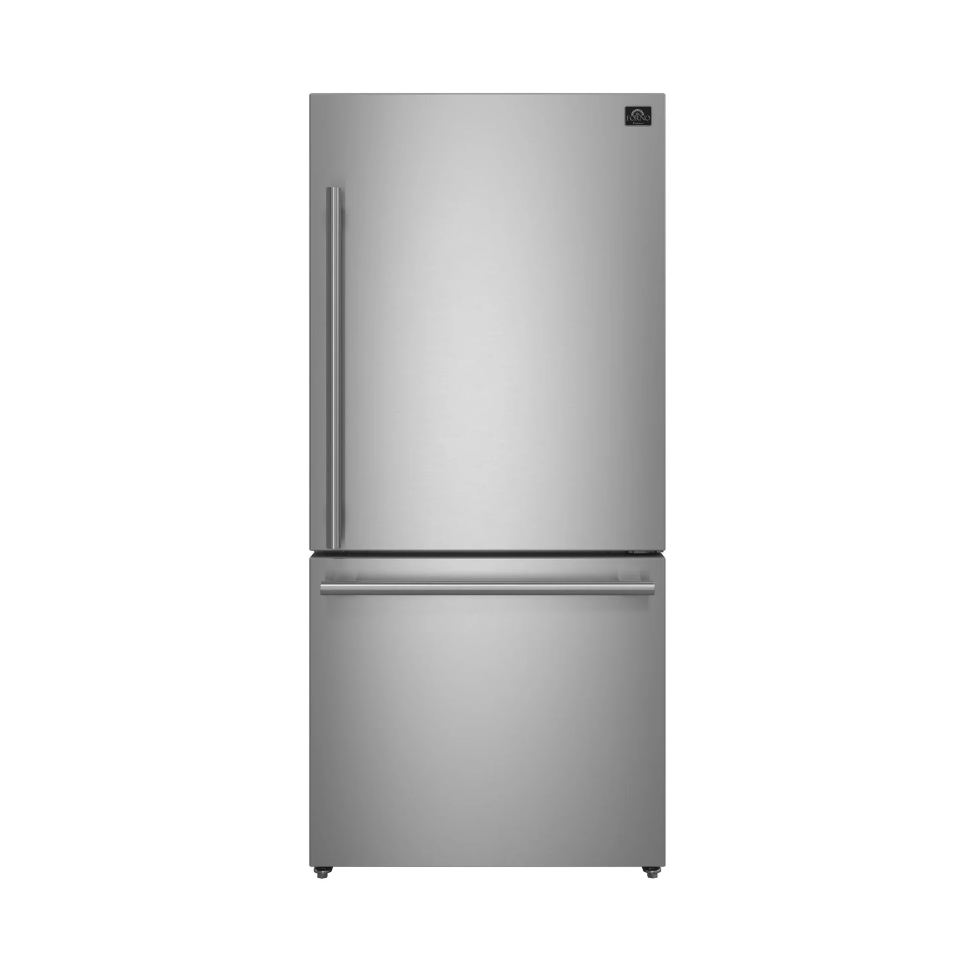 Forno Milano Espresso 31-Inch Bottom Freezer Refrigerator, Stainless Steel, 17.2 cu.ft Capacity, Right Swing Door