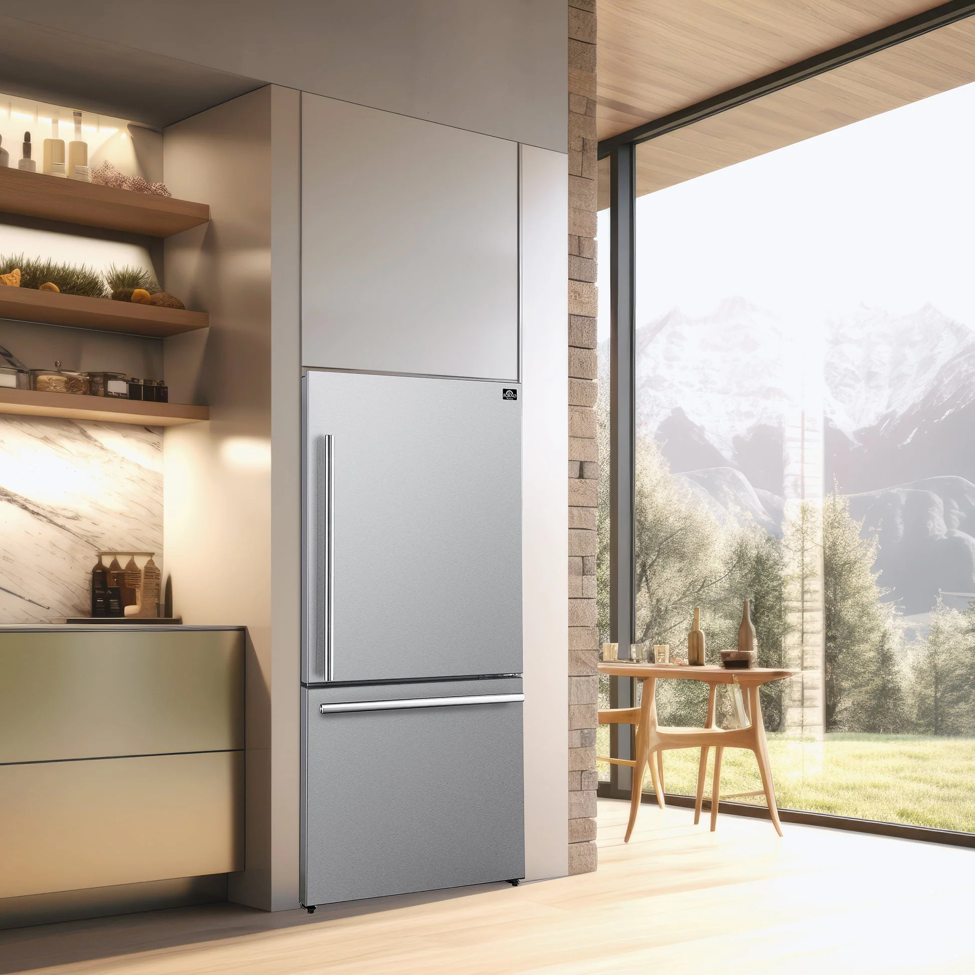 Forno Milano Espresso 31-Inch Bottom Freezer Refrigerator, Stainless Steel, 17.2 cu.ft Capacity, Right Swing Door - Image 9