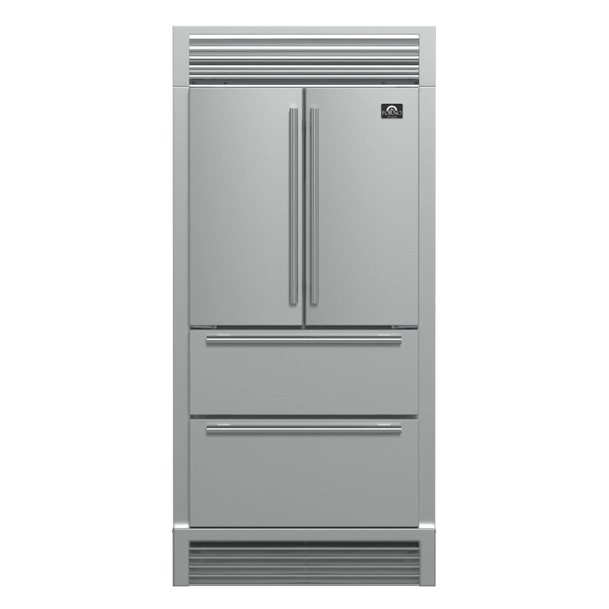 Forno Moena 40-Inch French Door Refrigerator, Stainless Steel, 19.2 cu.ft, Decorative Grill