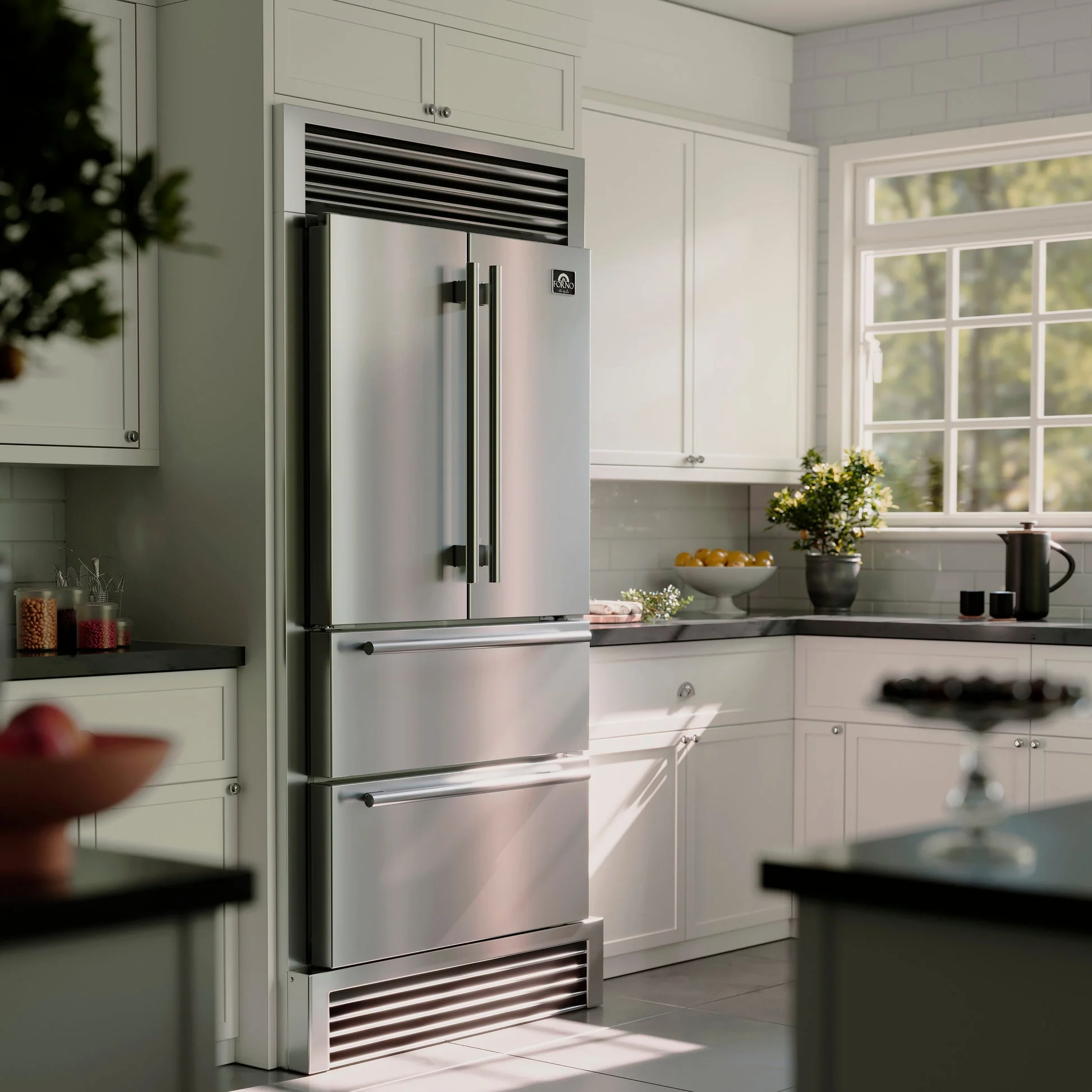 Forno Moena 40-Inch French Door Refrigerator, Stainless Steel, 19.2 cu.ft, Decorative Grill - Image 9