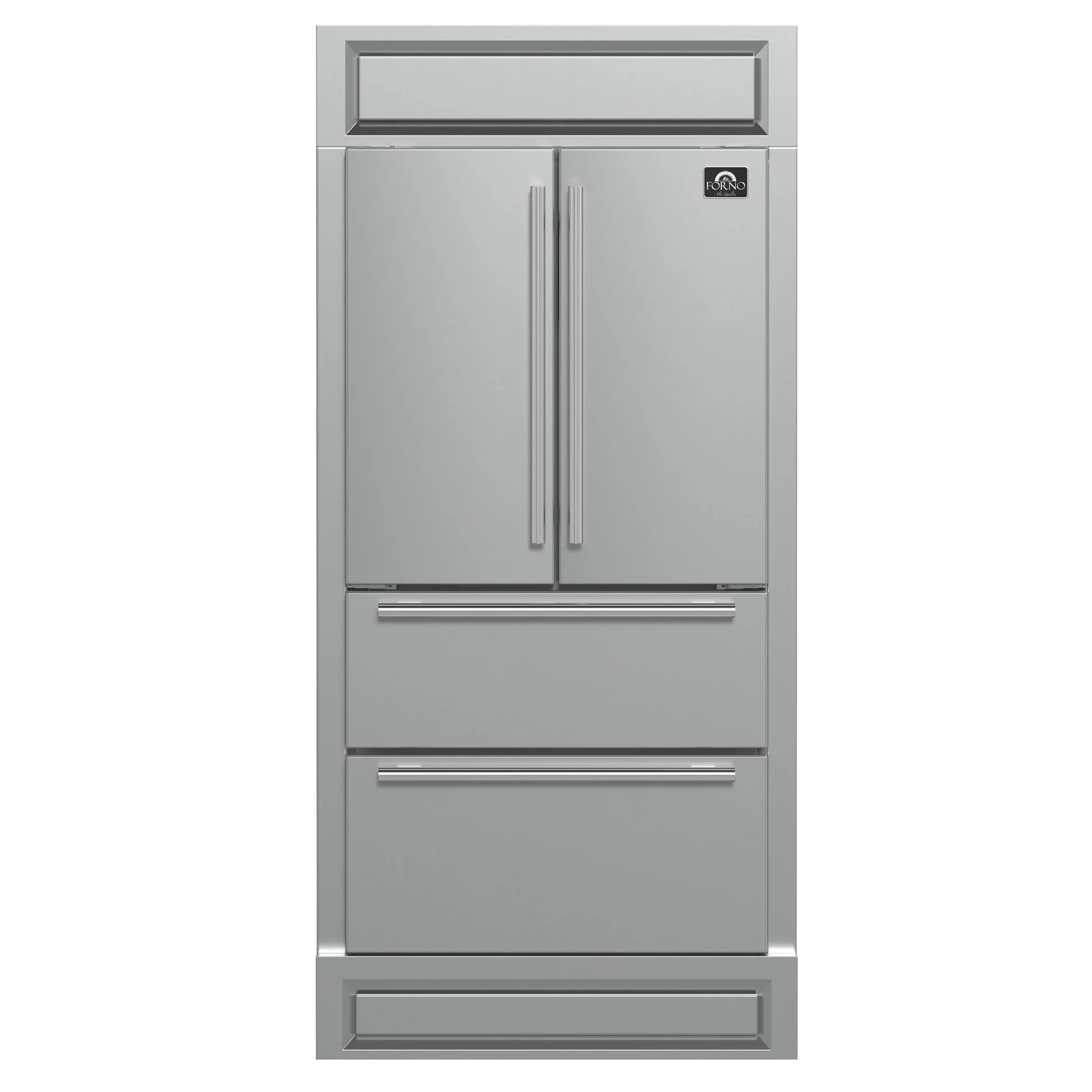 Forno Moena 40-Inch French Door Refrigerator, Stainless Steel, 19.2 cu.ft, Modern Decorative Grill