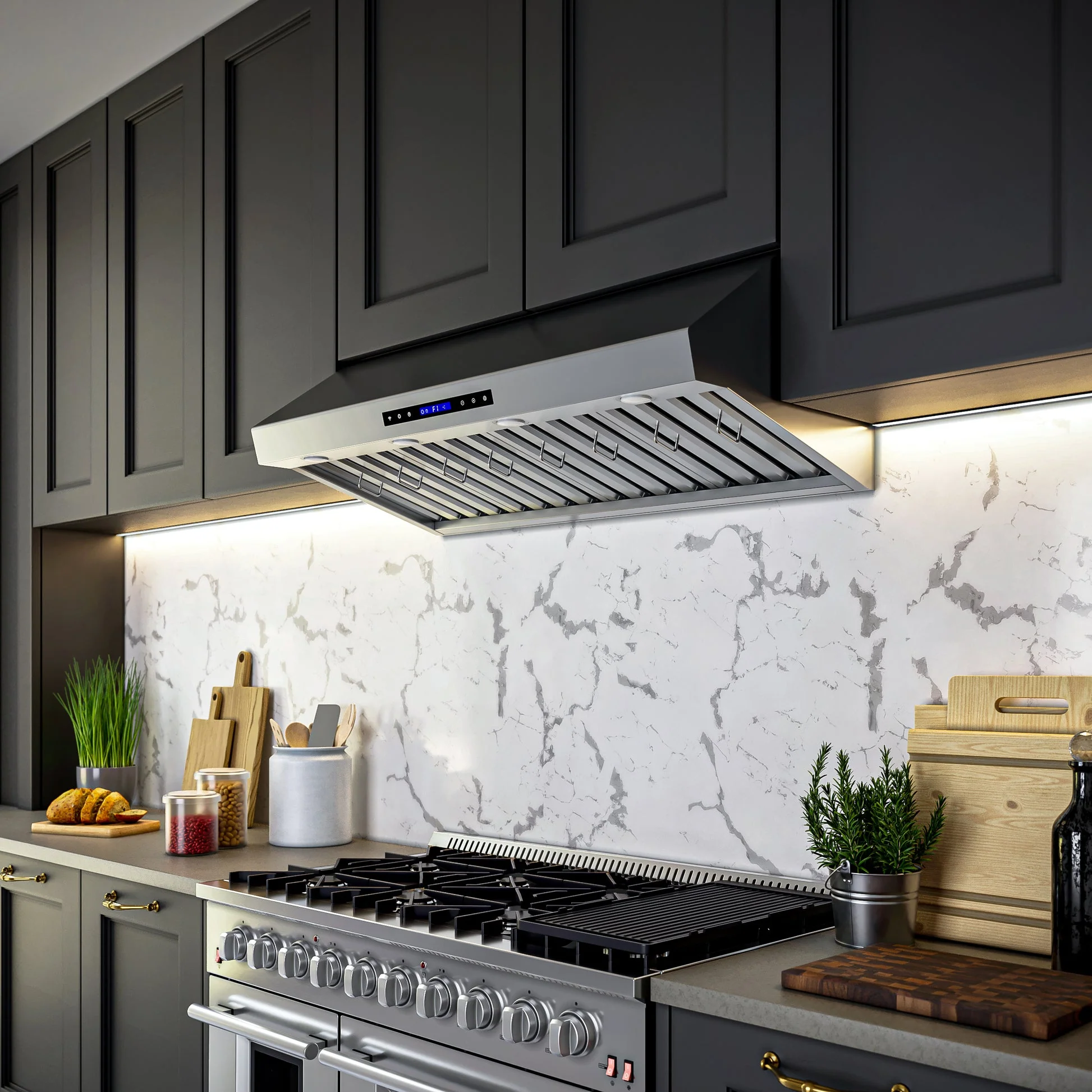 Forno Palazzo Wall Mounted Range Hood, Stainless Steel, Heavy Duty Baffle Filters, Remote Control - Image 21