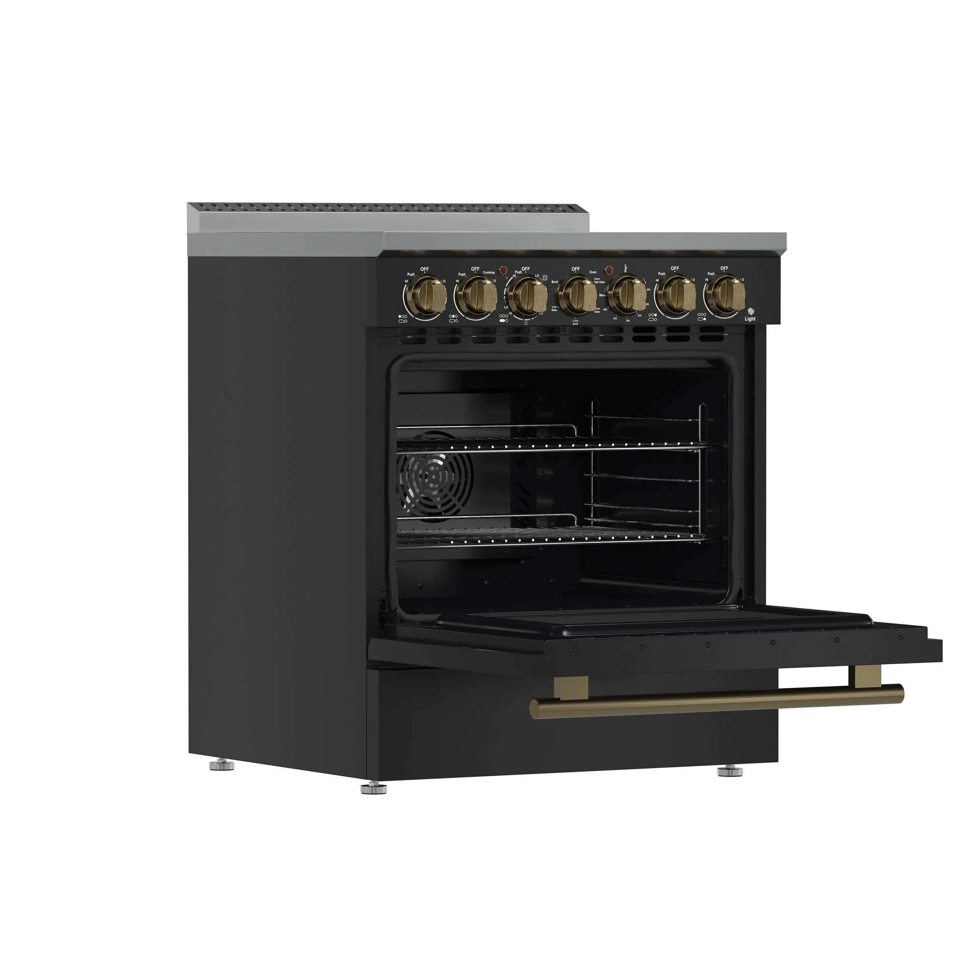 Forno Paolo Freestanding Electric Range with Antique Brass, True Convection Oven, Energy Efficient - Image 2