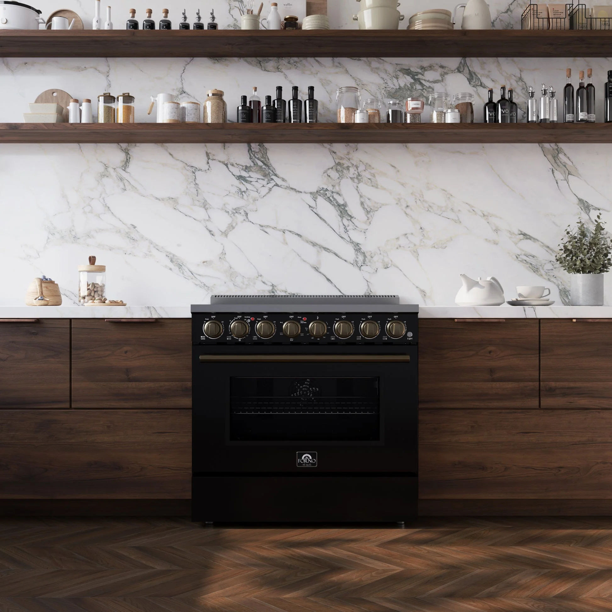Forno Paolo Freestanding Electric Range with Antique Brass, True Convection Oven, Energy Efficient - Image 21