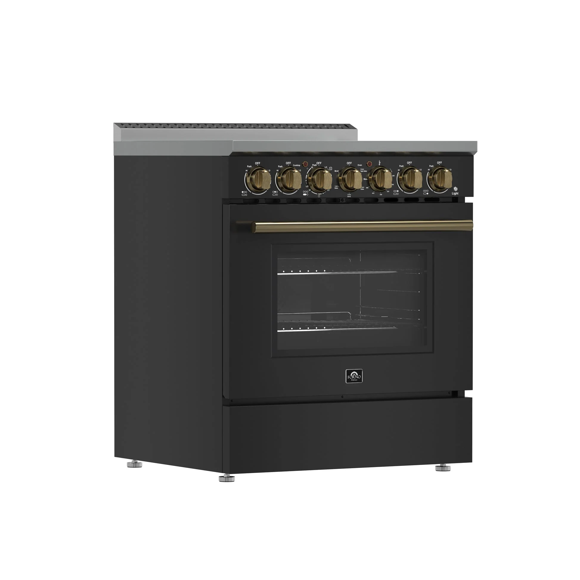 Forno Paolo Freestanding Electric Range with Antique Brass, True Convection Oven, Energy Efficient - Image 3