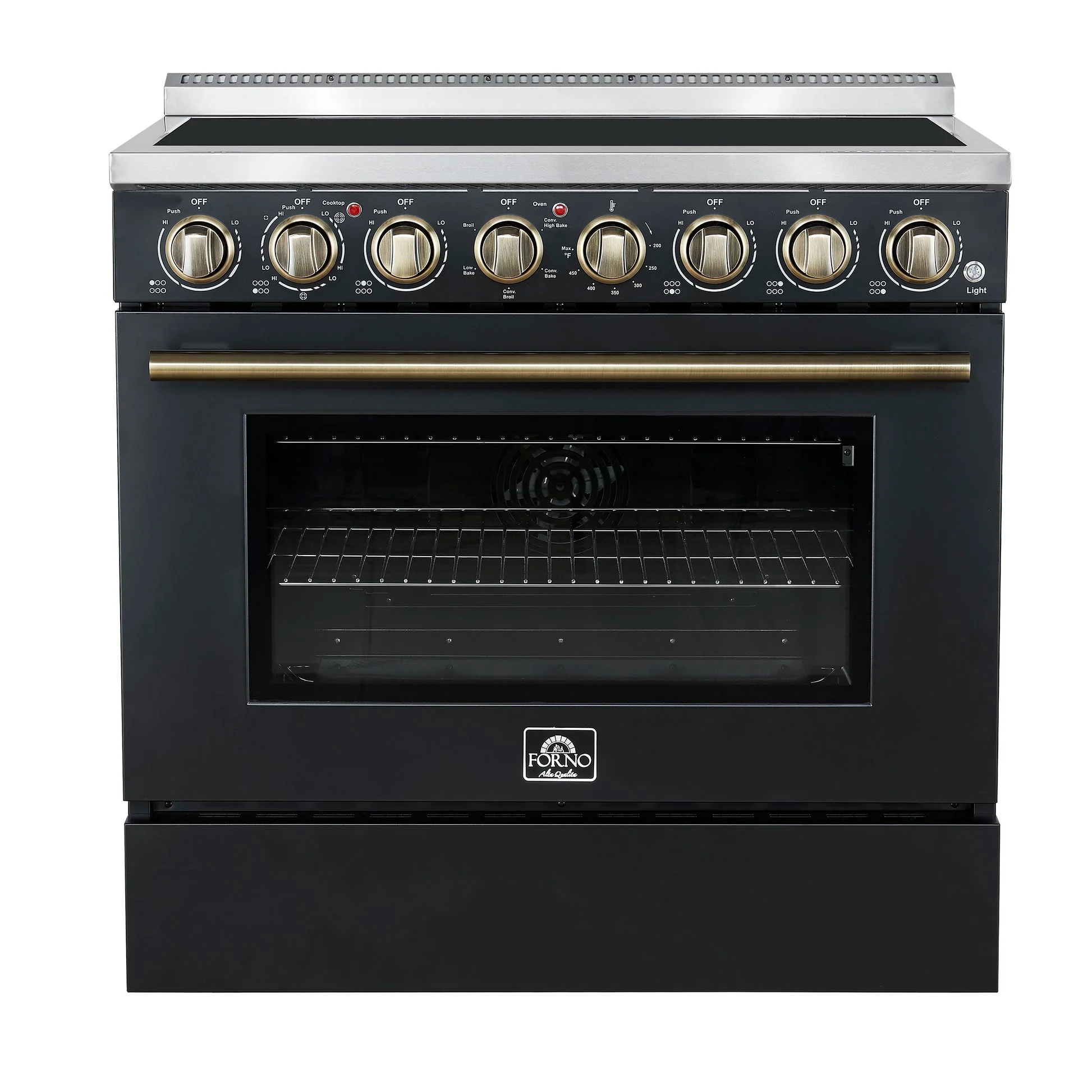 Forno Paolo Freestanding Electric Range with Antique Brass, True Convection Oven, Energy Efficient - Image 4