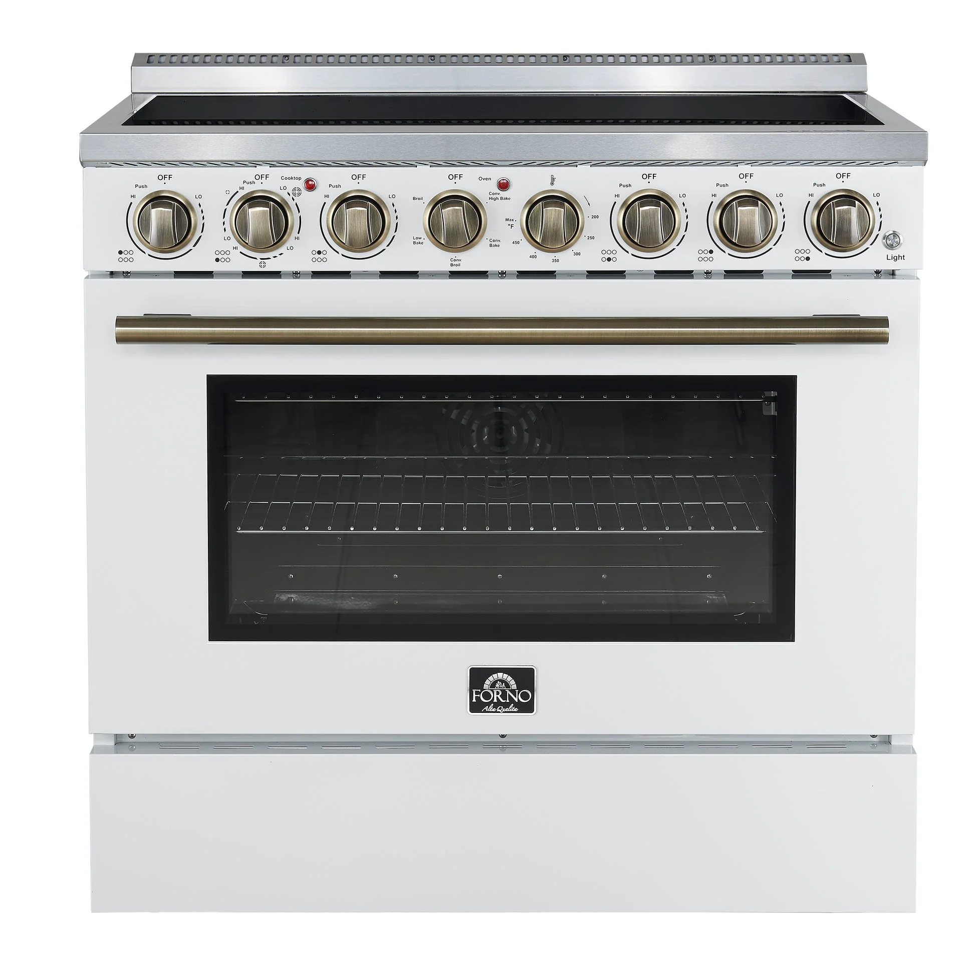 Forno Paolo Freestanding Electric Range with Antique Brass, True Convection Oven, Energy Efficient - Image 43