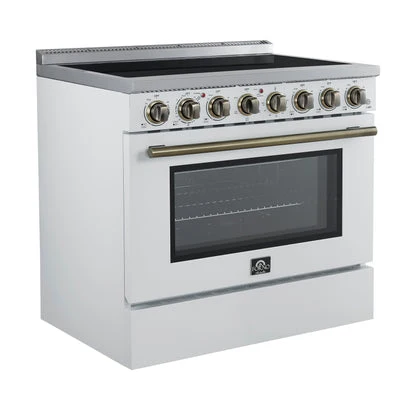 Forno Paolo Freestanding Electric Range with Antique Brass, True Convection Oven, Energy Efficient - Image 45