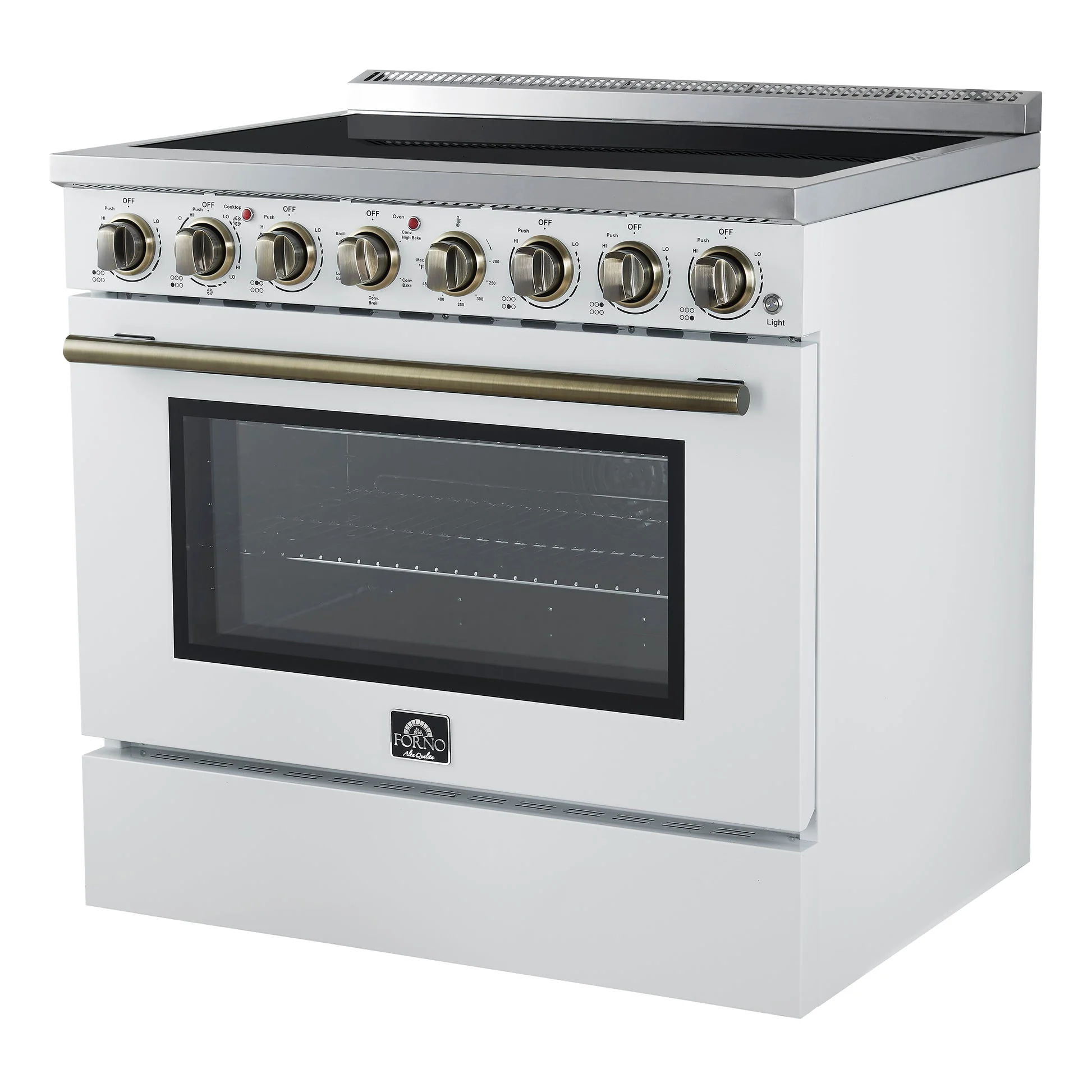 Forno Paolo Freestanding Electric Range with Antique Brass, True Convection Oven, Energy Efficient - Image 46