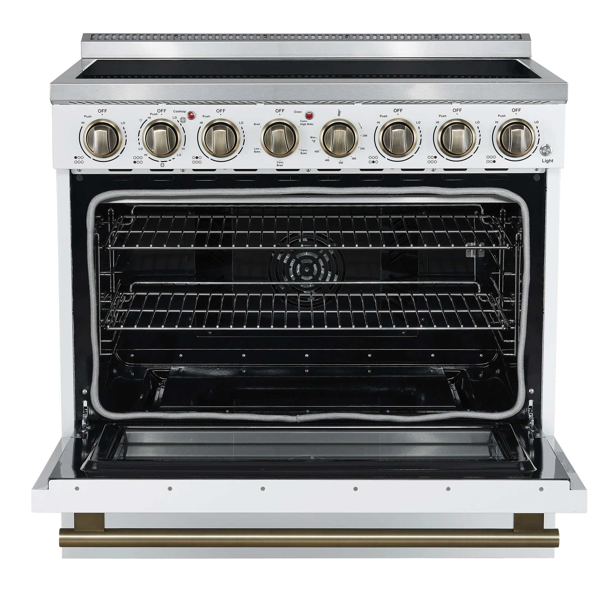 Forno Paolo Freestanding Electric Range with Antique Brass, True Convection Oven, Energy Efficient - Image 47