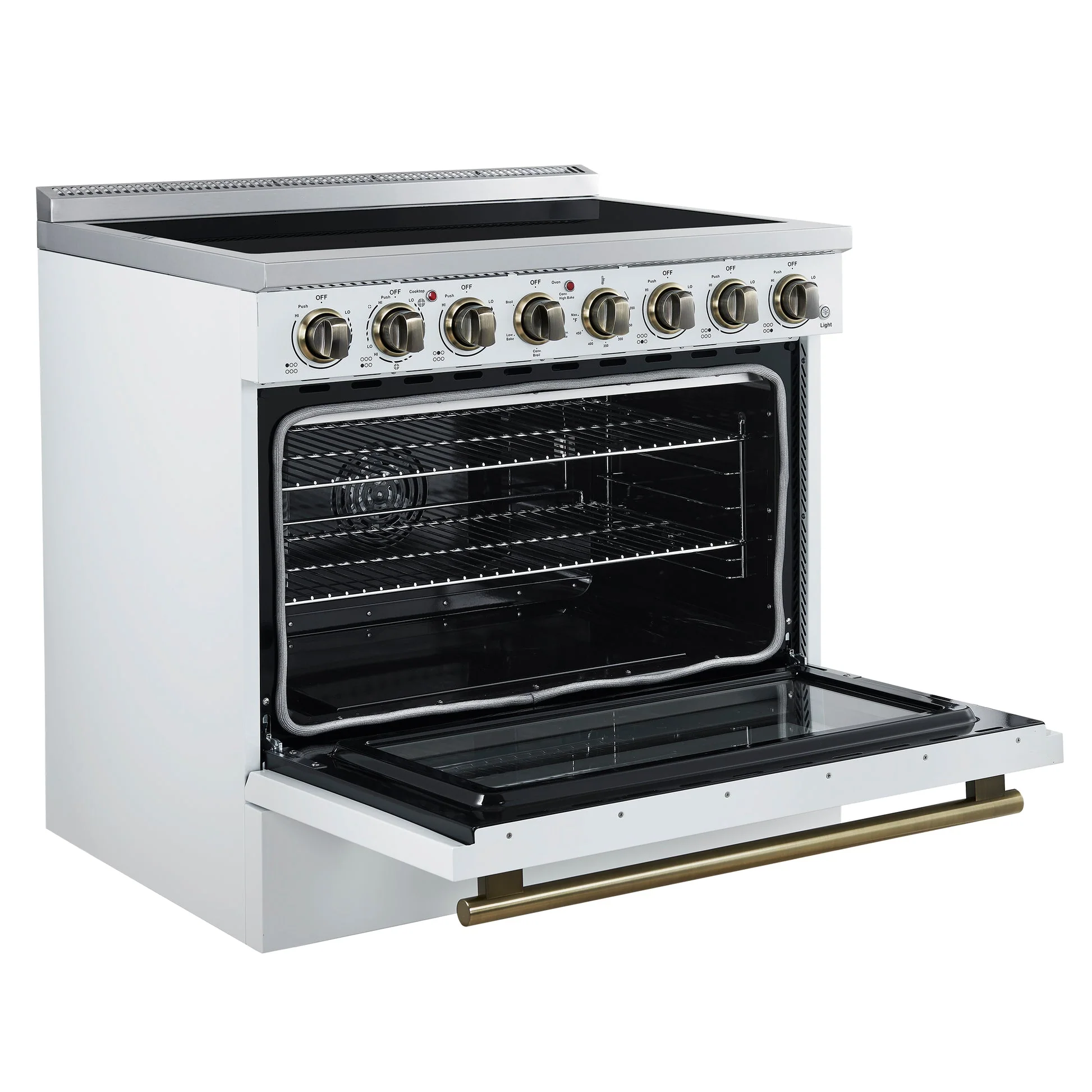 Forno Paolo Freestanding Electric Range with Antique Brass, True Convection Oven, Energy Efficient - Image 48