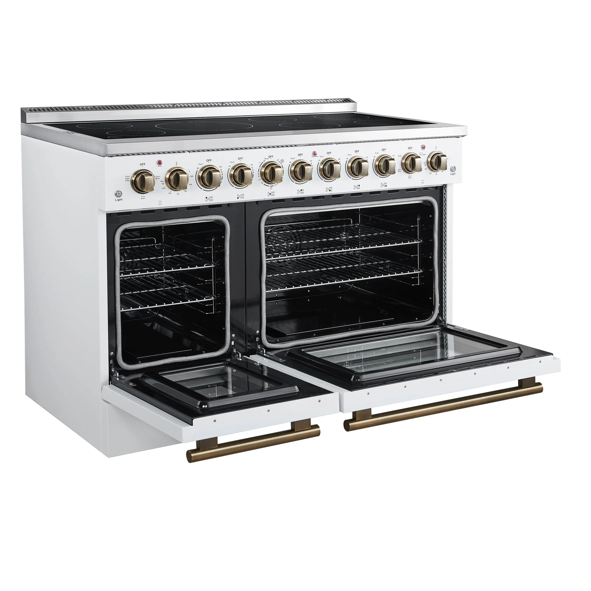 Forno Paolo Freestanding Electric Range with Antique Brass, True Convection Oven, Energy Efficient - Image 56