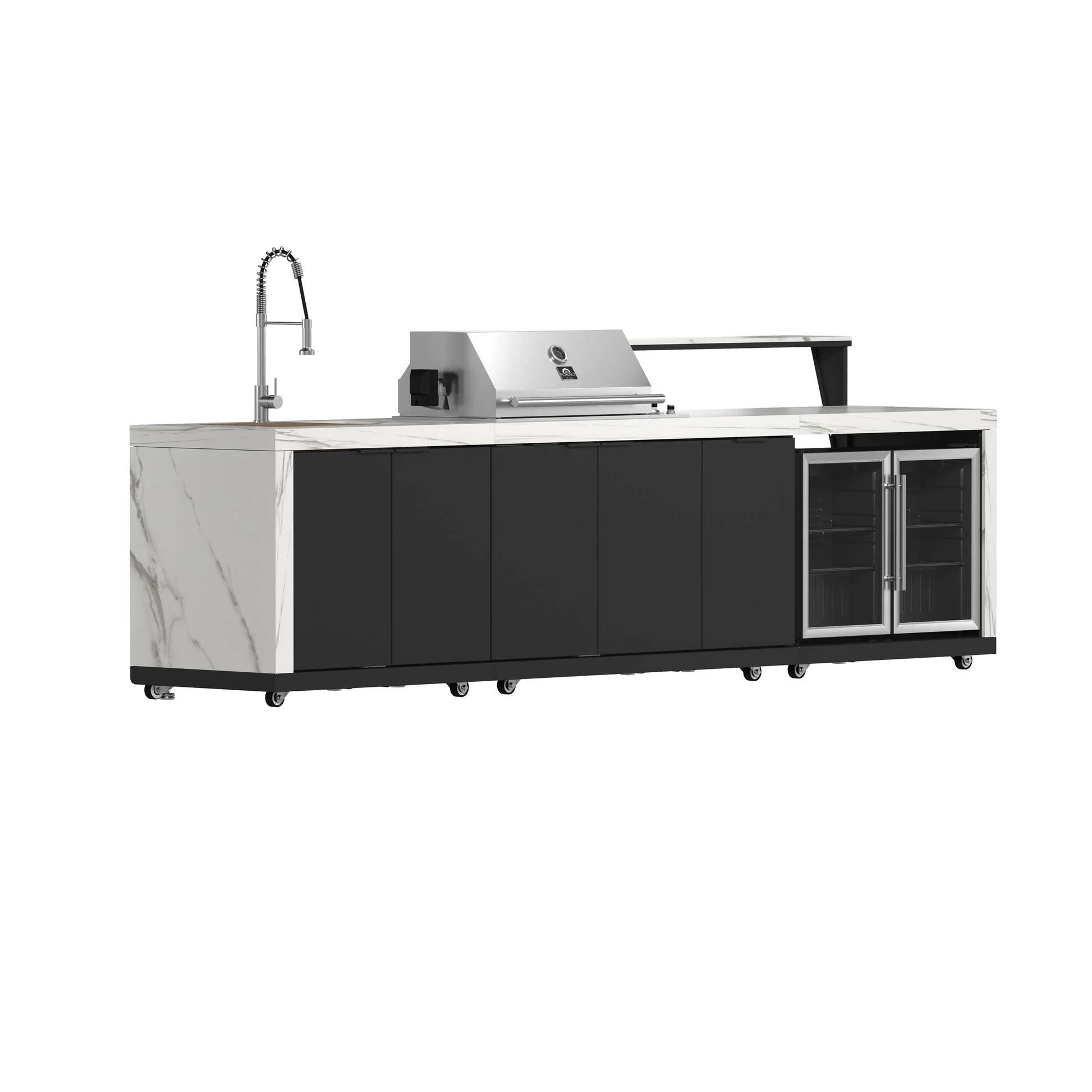 Forno Rimini Outdoor Kitchen: 30" BBQ 62,600 BTU, 4.8 cu.ft. Refrigerators, White Countertops - Image 2