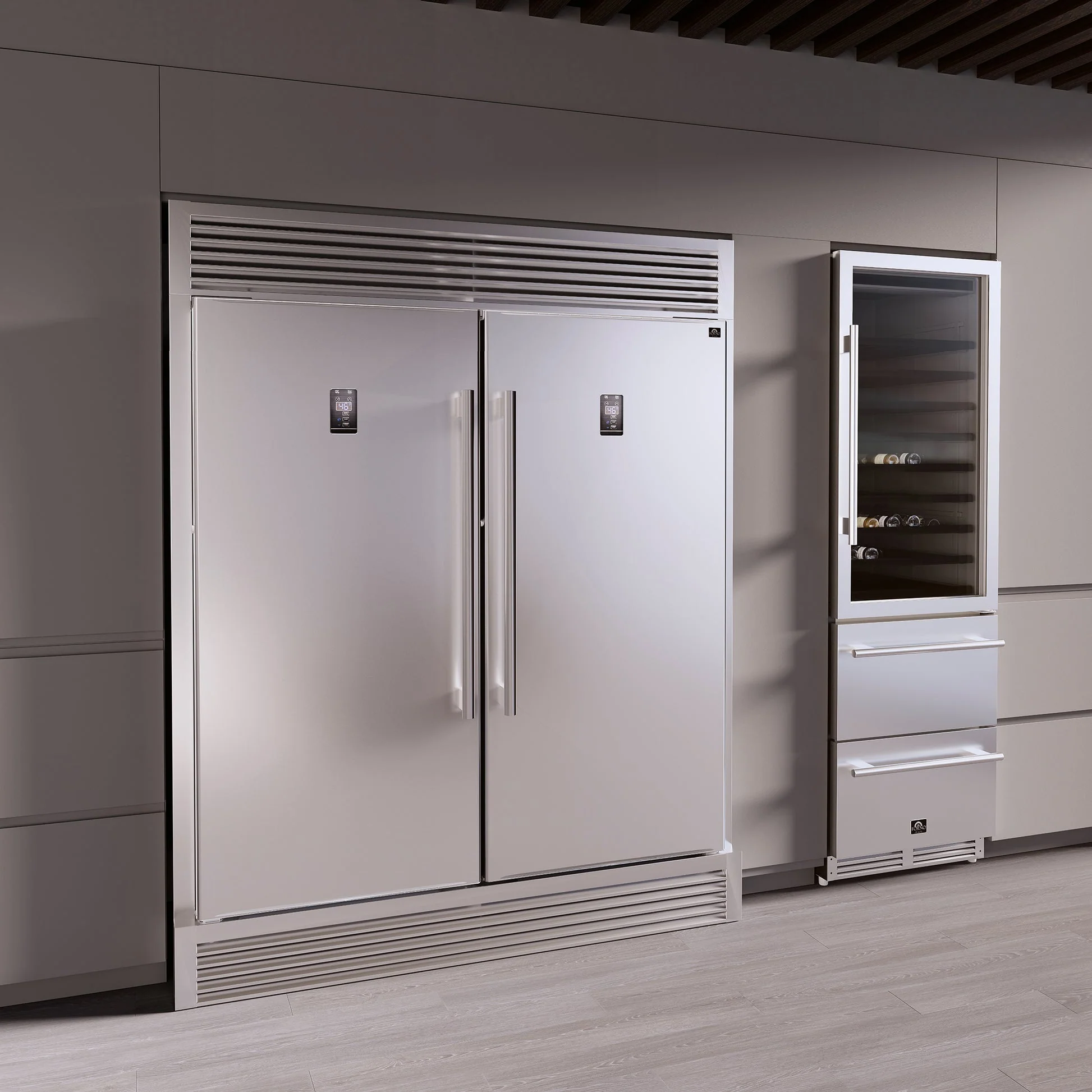 Forno Rizzuto 56-Inch Convertible Refrigerator/Freezer Set, 27.6 cu.ft Total Capacity, Decorative Grill - Image 14