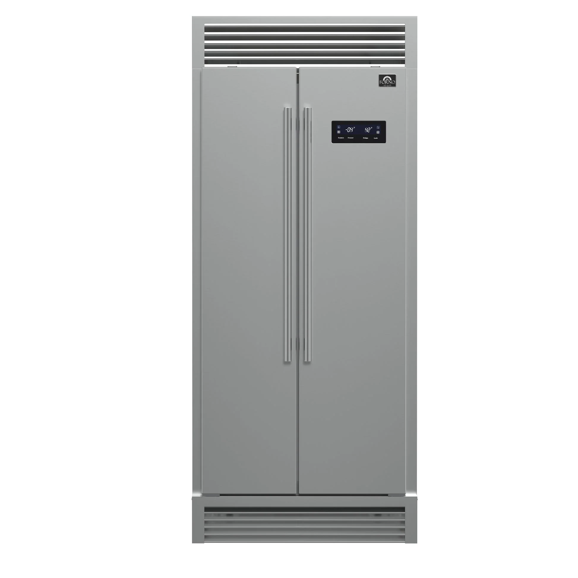 Forno Salerno 37-Inch Built-In Stainless Steel Refrigerator, 15.6 cu.ft, Decorative Grill