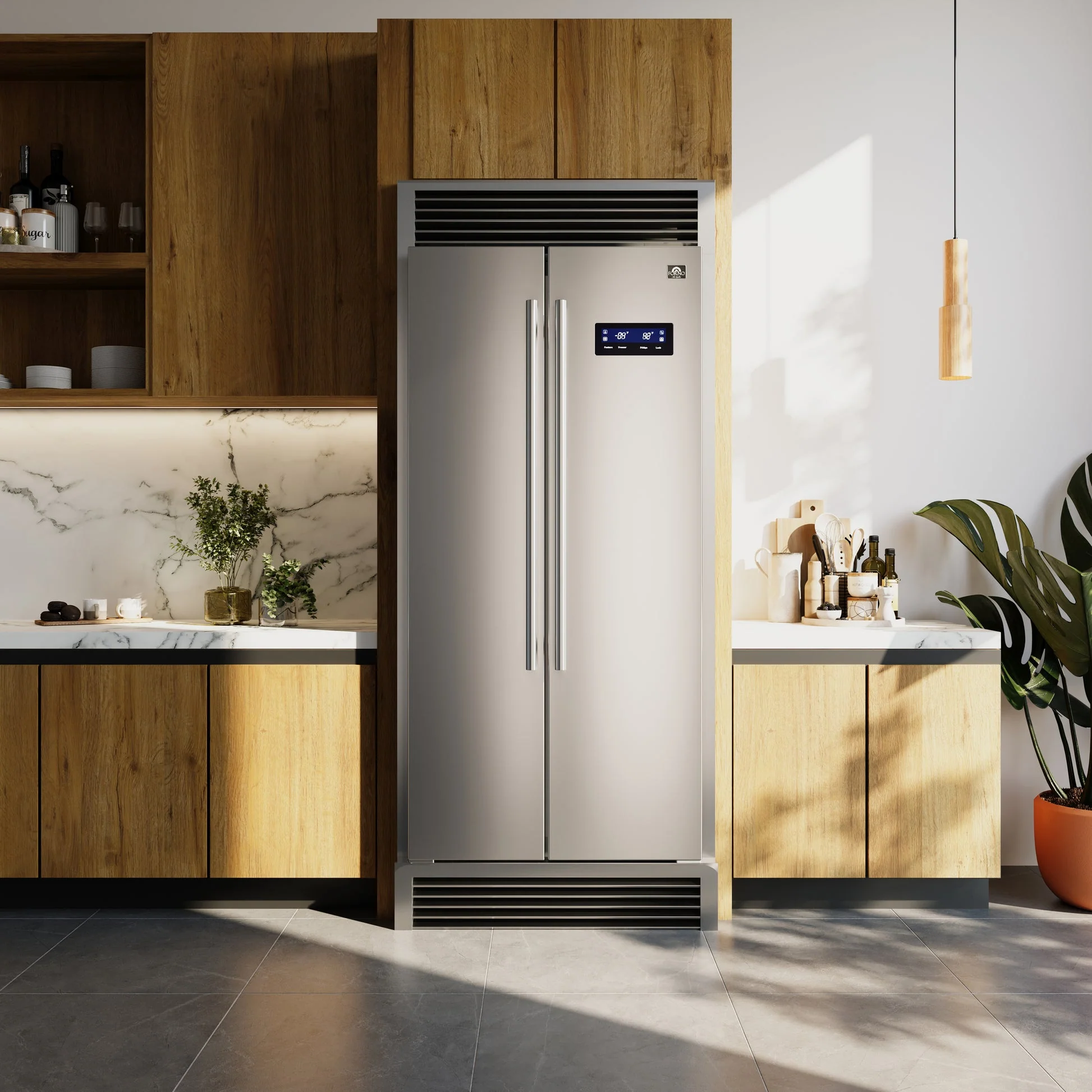 Forno Salerno 37-Inch Built-In Stainless Steel Refrigerator, 15.6 cu.ft, Decorative Grill - Image 8