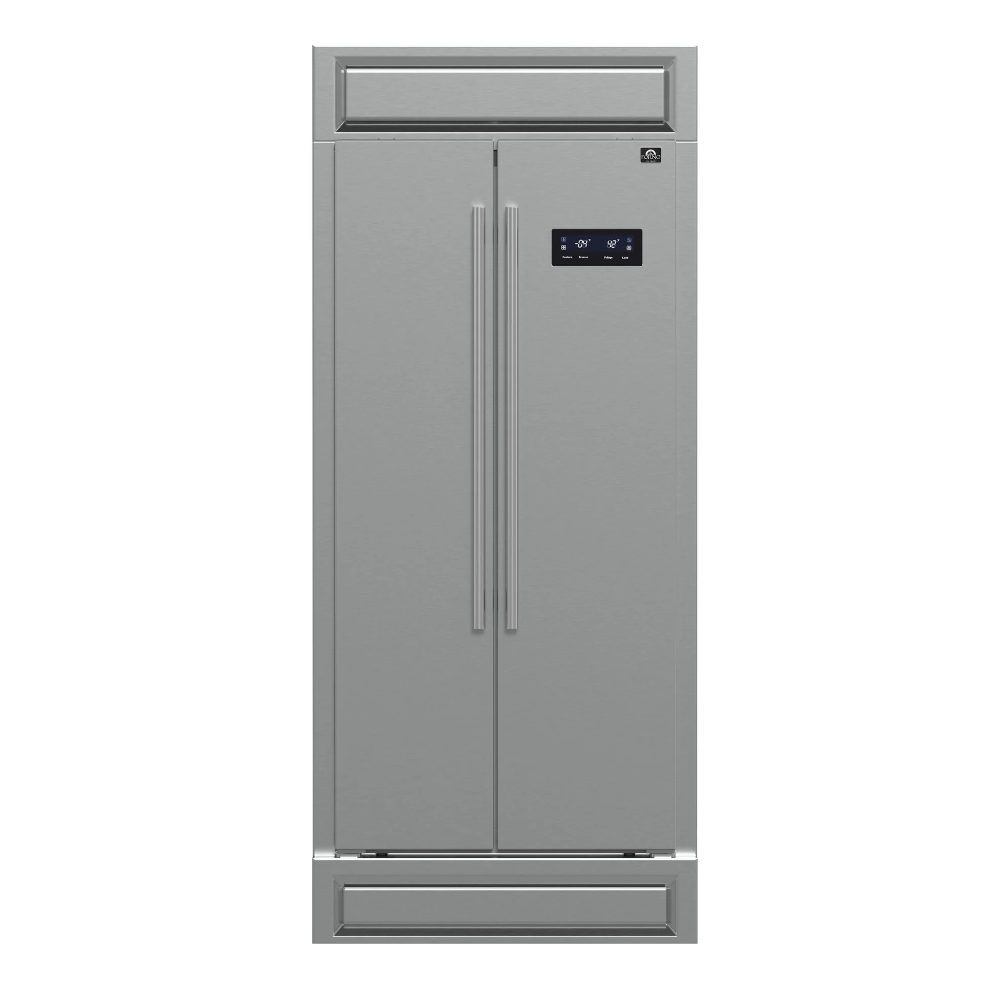 Forno Salerno 37-Inch Built-In Stainless Steel Refrigerator, 15.6 cu.ft, Modern Decorative Grill