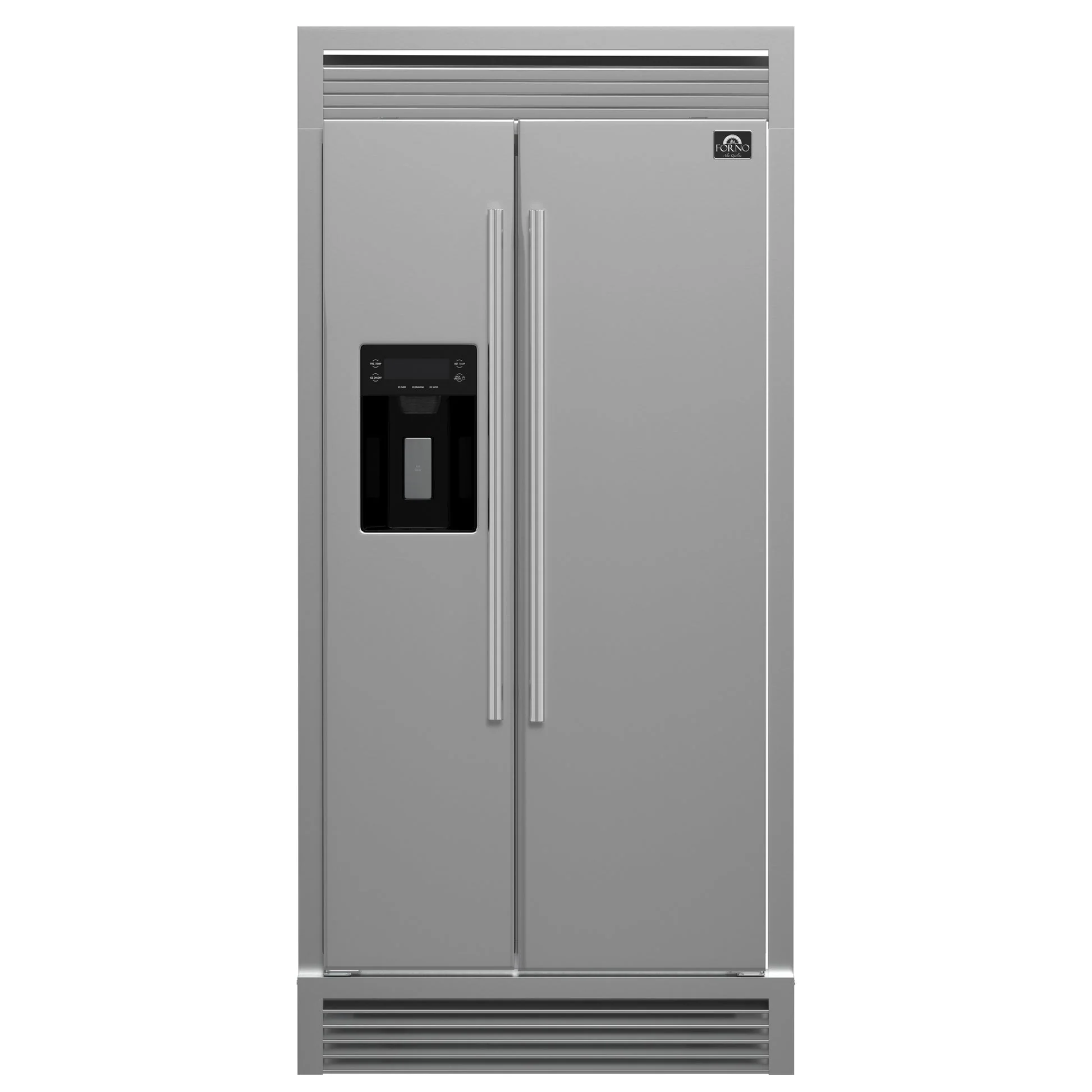 Forno Salerno 40-Inch Built-In Stainless Steel Refrigerator, 20 cu.ft, Decorative Grill